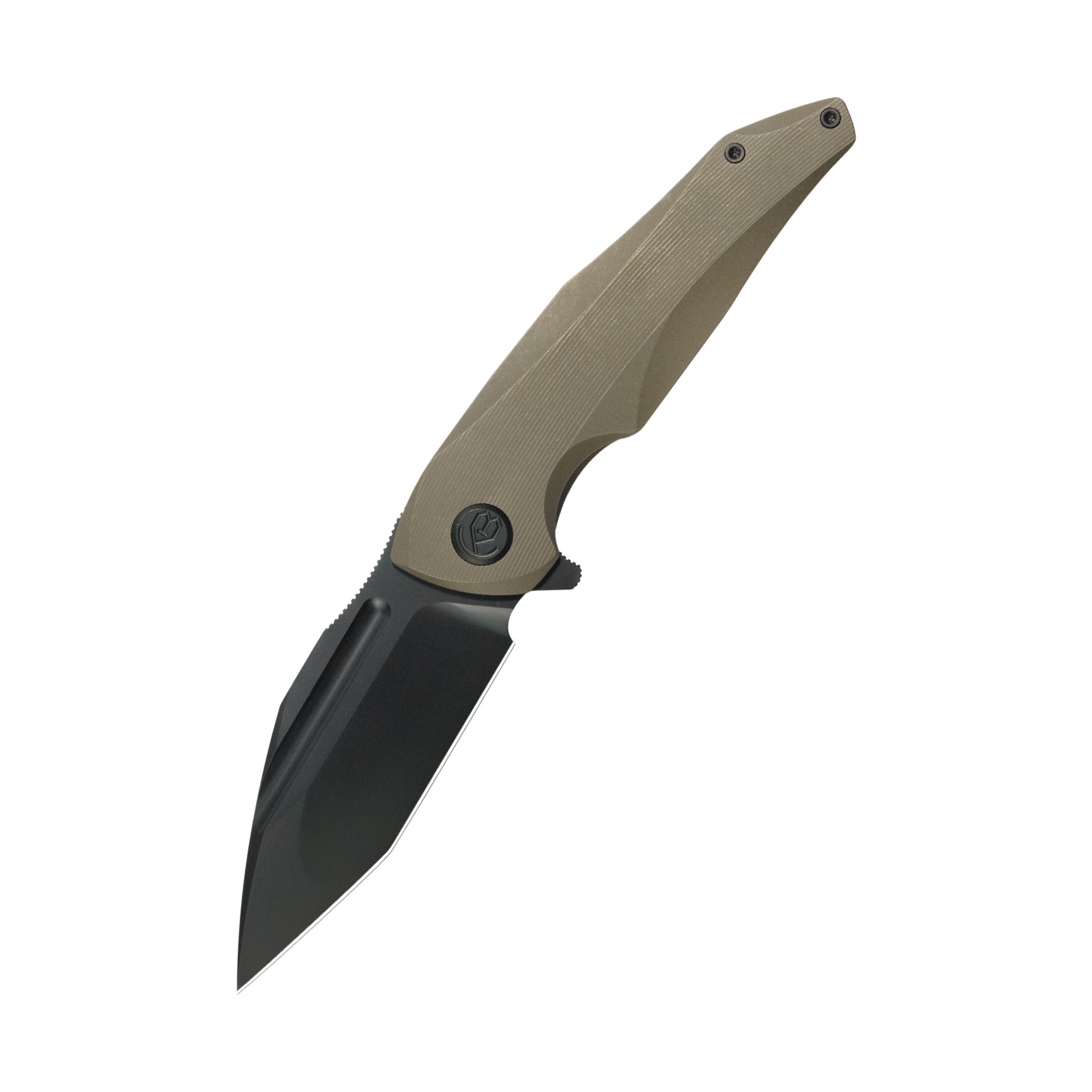 KB Navigator Tactical Folding Knife Flipper Bronze Ti Micro Milling 3.39" Belt DLC M390 Blade KB458C