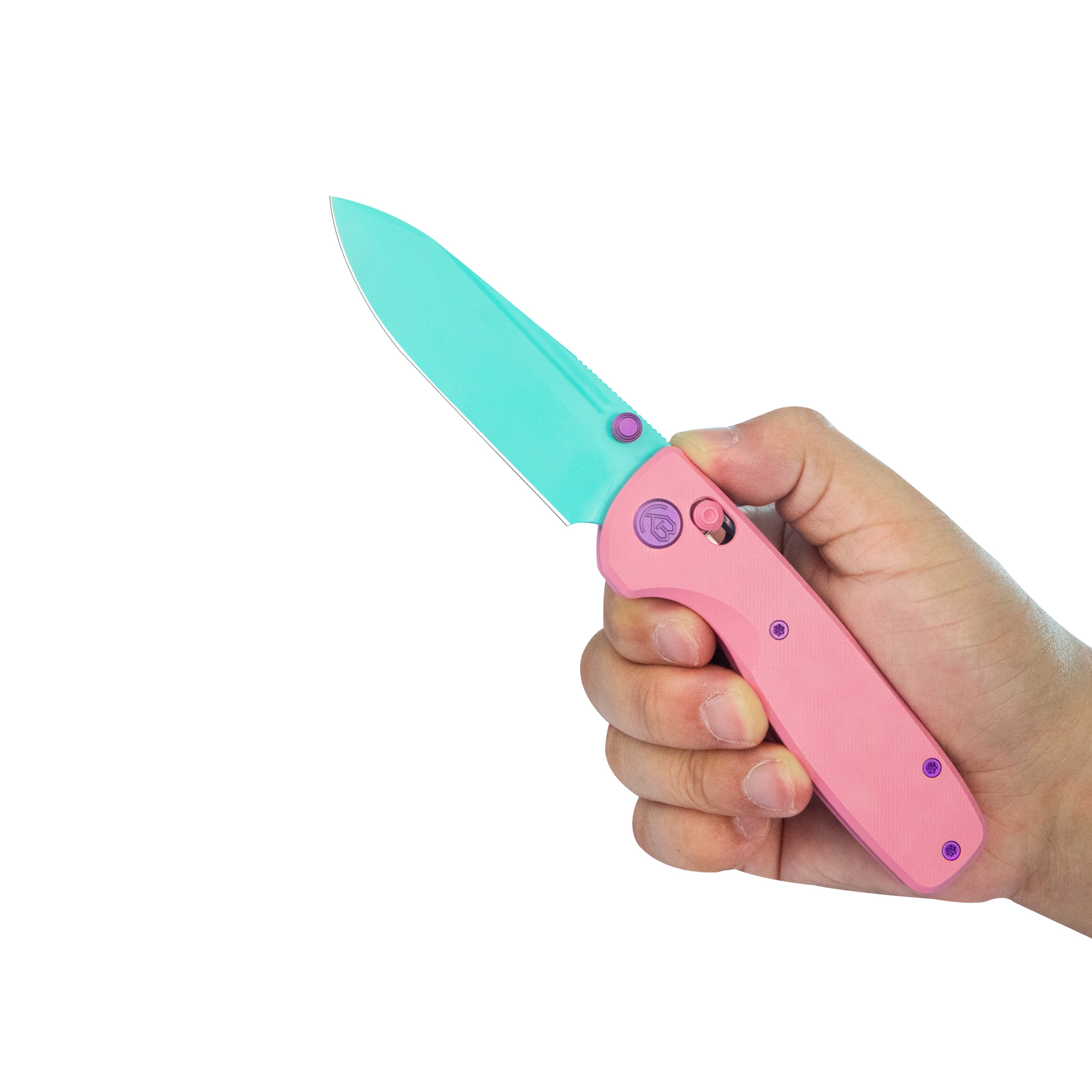 Bluff Axis lock Folding Knife Pink 3.19" Cerakote KB383D