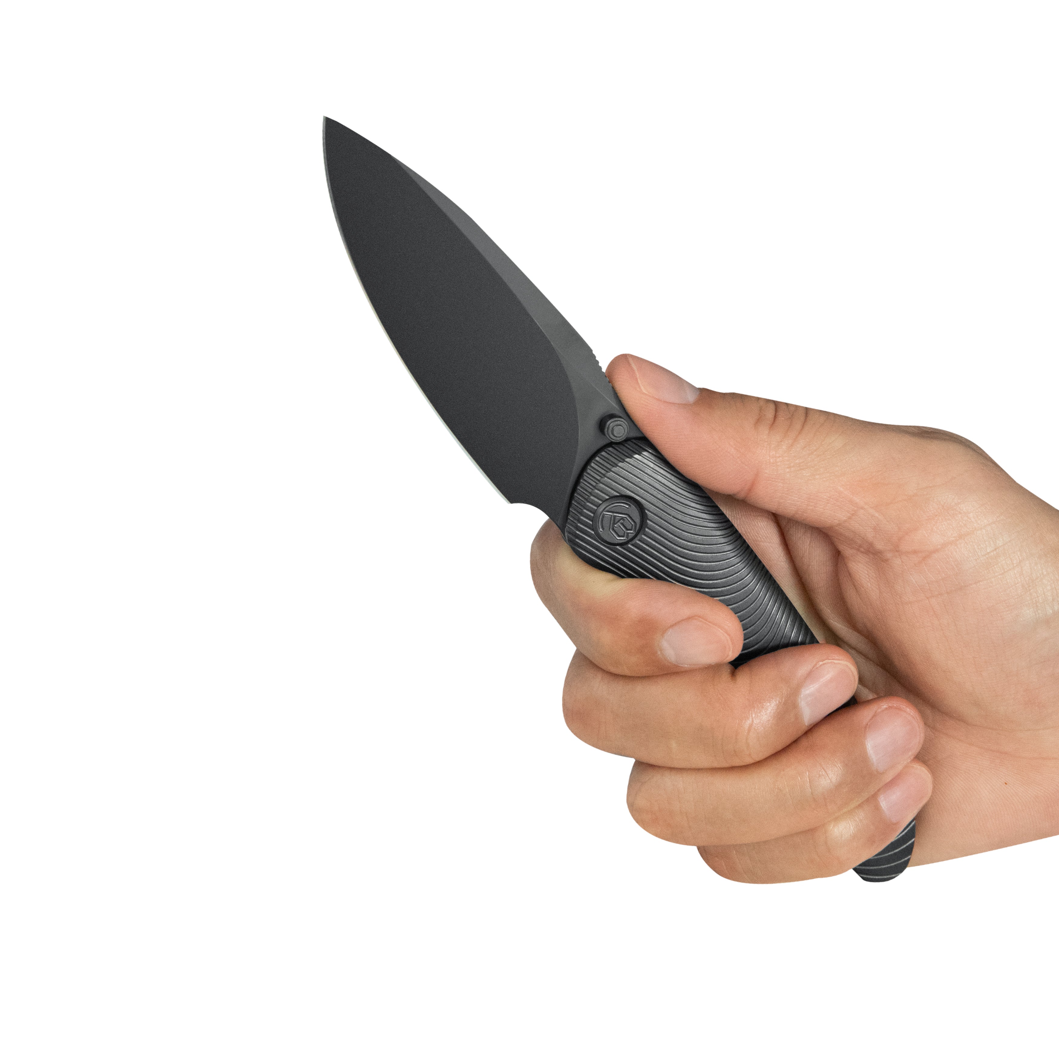 KB Pioneer Folding Knife Regular DLC Titanium w/ Wave Milling Handle 3