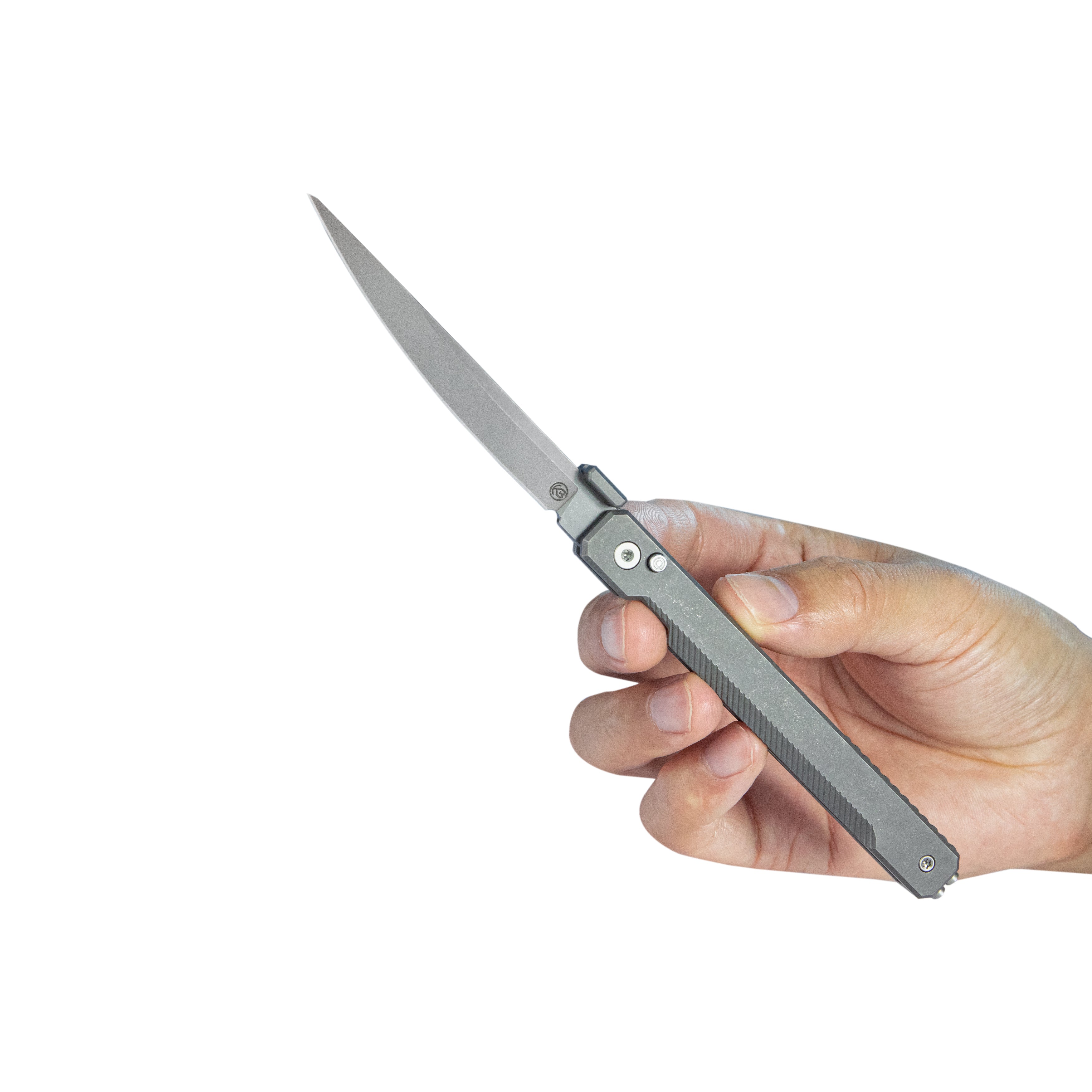 KB Prism Folding Knife Gray Titanium Handle 3.54