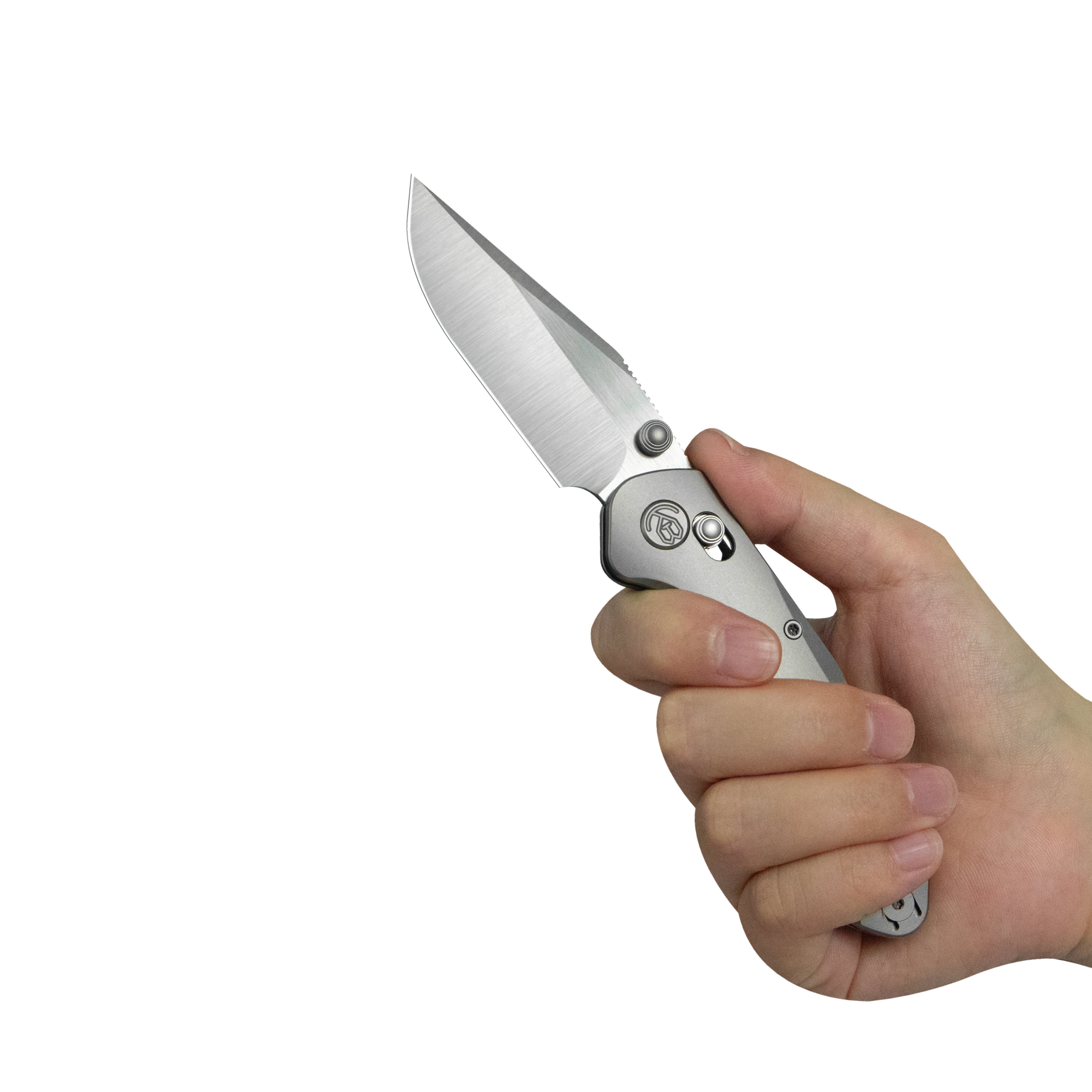 KB Coronado Folding Knife Sandblasting Titanium Handle 3.46" Belt Satin Vanax Blade KB466A