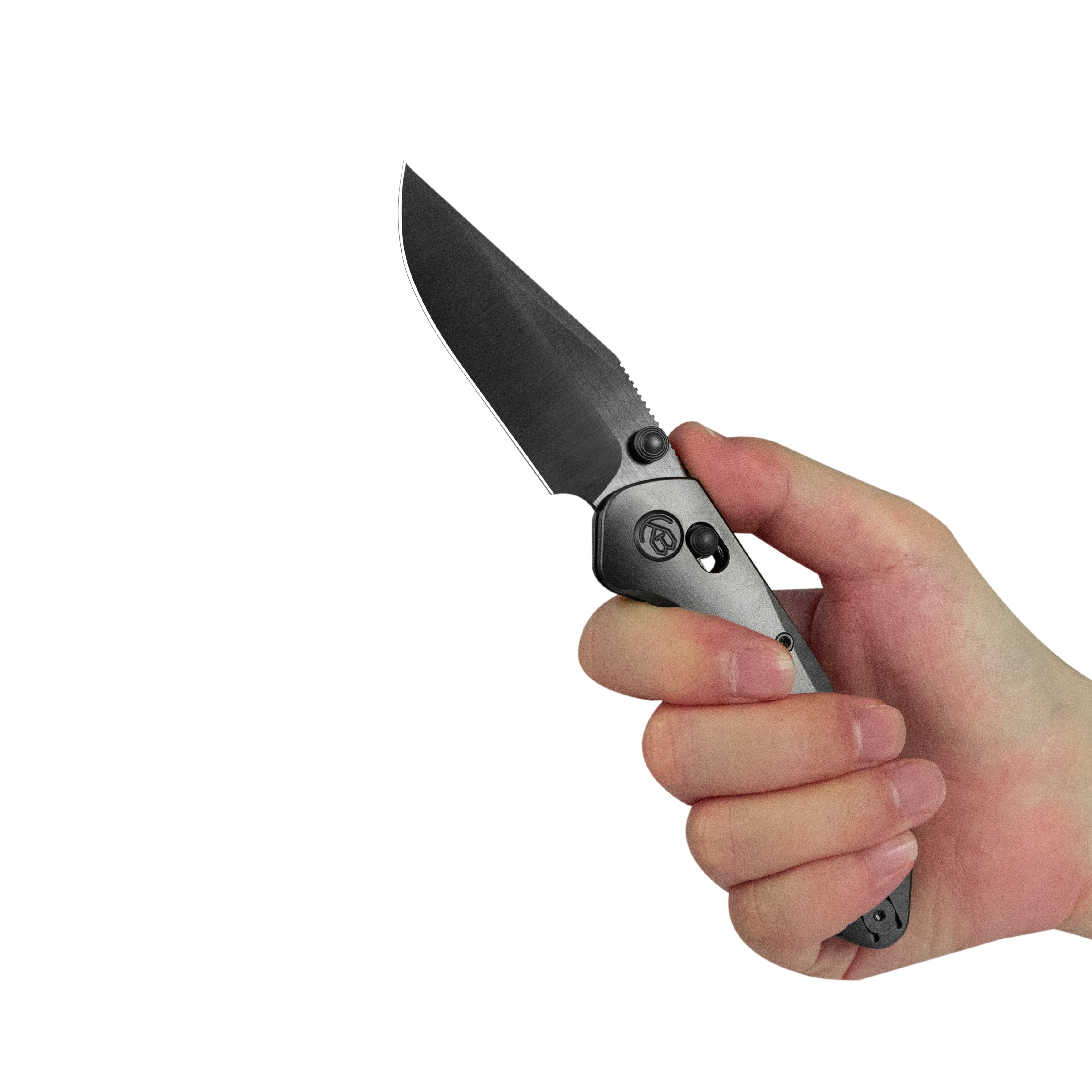 KB Coronado Folding Knife DLC Titanium Handle 3.46" DLC Belt Satin Vanax Blade KB466C