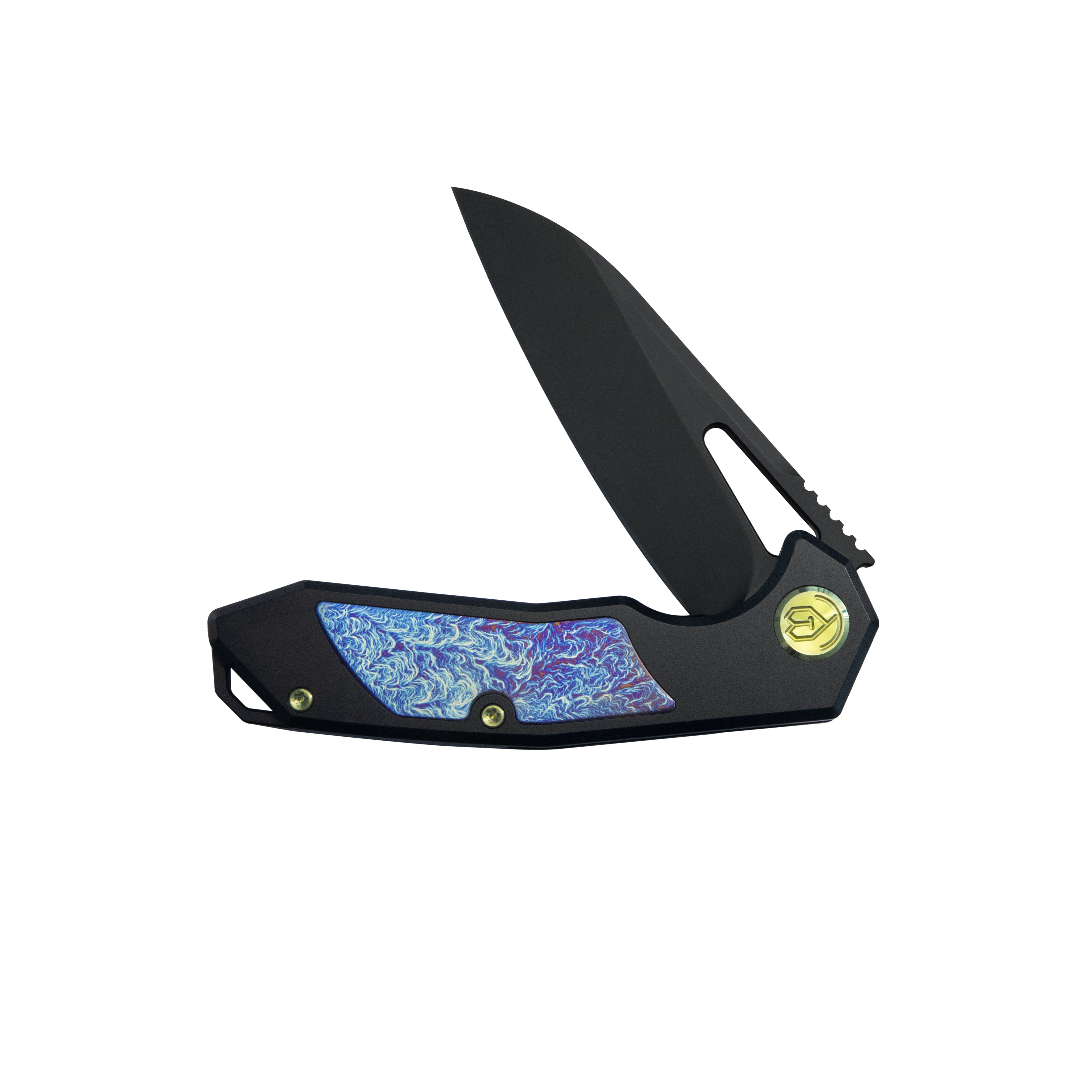 Vagrant Pocket Knife Everyday Carry Black Titanium Handle 2.95" Black DLC S35VN Blade KB284I