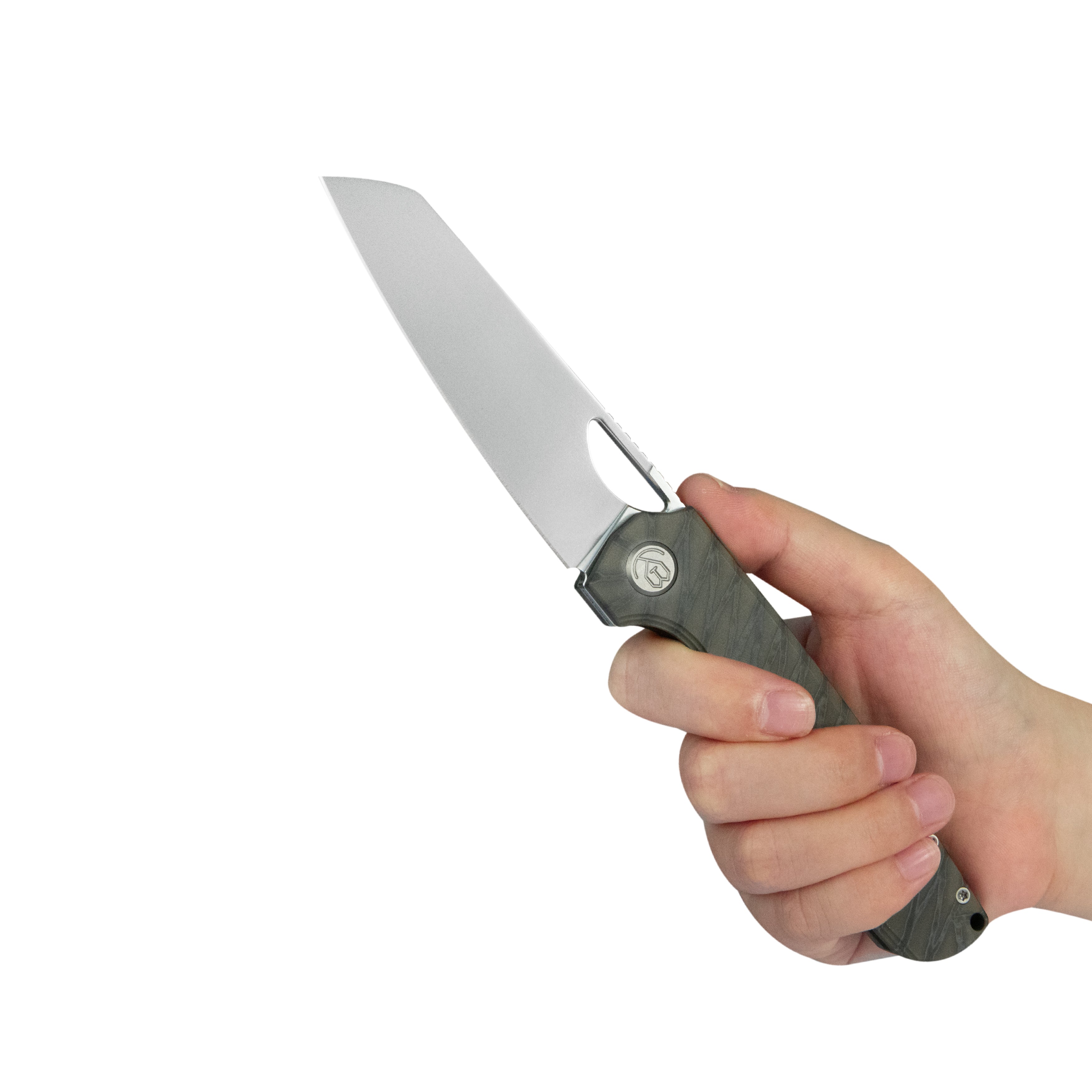 KB Elang Frame Lock Folding Knife Flamed Titanium Handle 3.86" Silver Bead Blast S35VN Blade KB339B