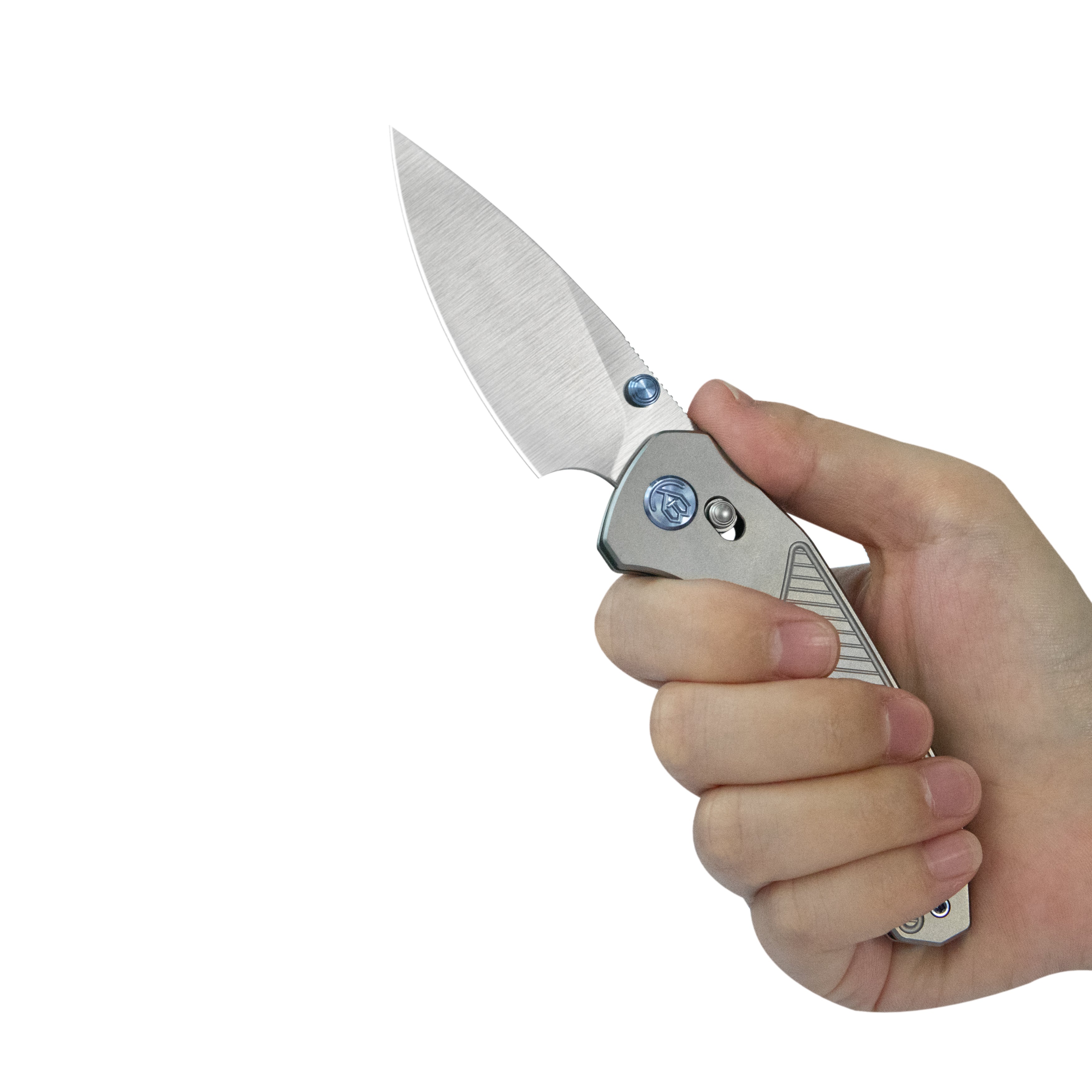 KB Aero Air Pocket Knife Gray Crossbar Lock Gray Ti Diagonal Milling 2