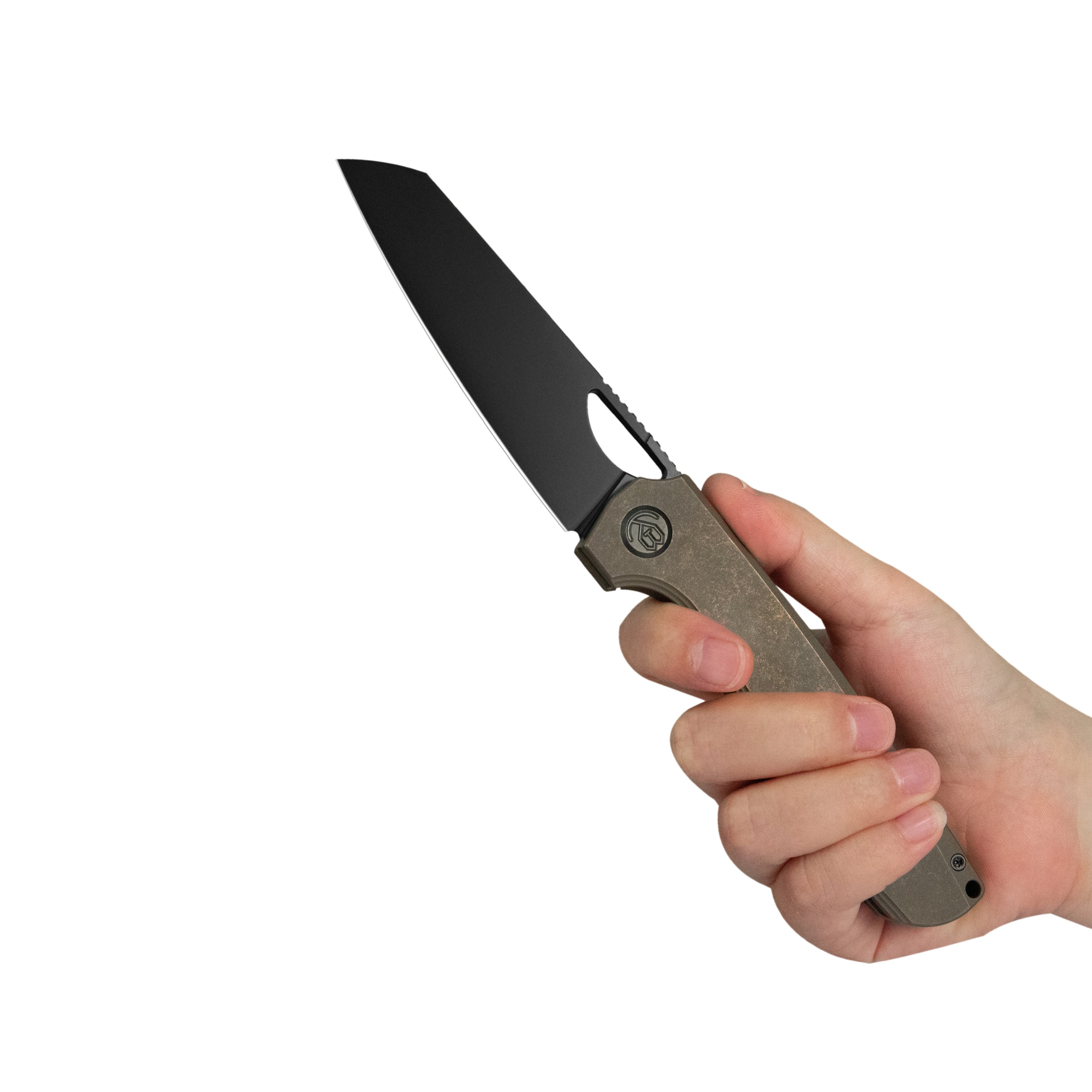 KB Elang Frame Lock Folding Knife Black PVD Titanium Handle 3.86" DLC S35VN Blade KB339C