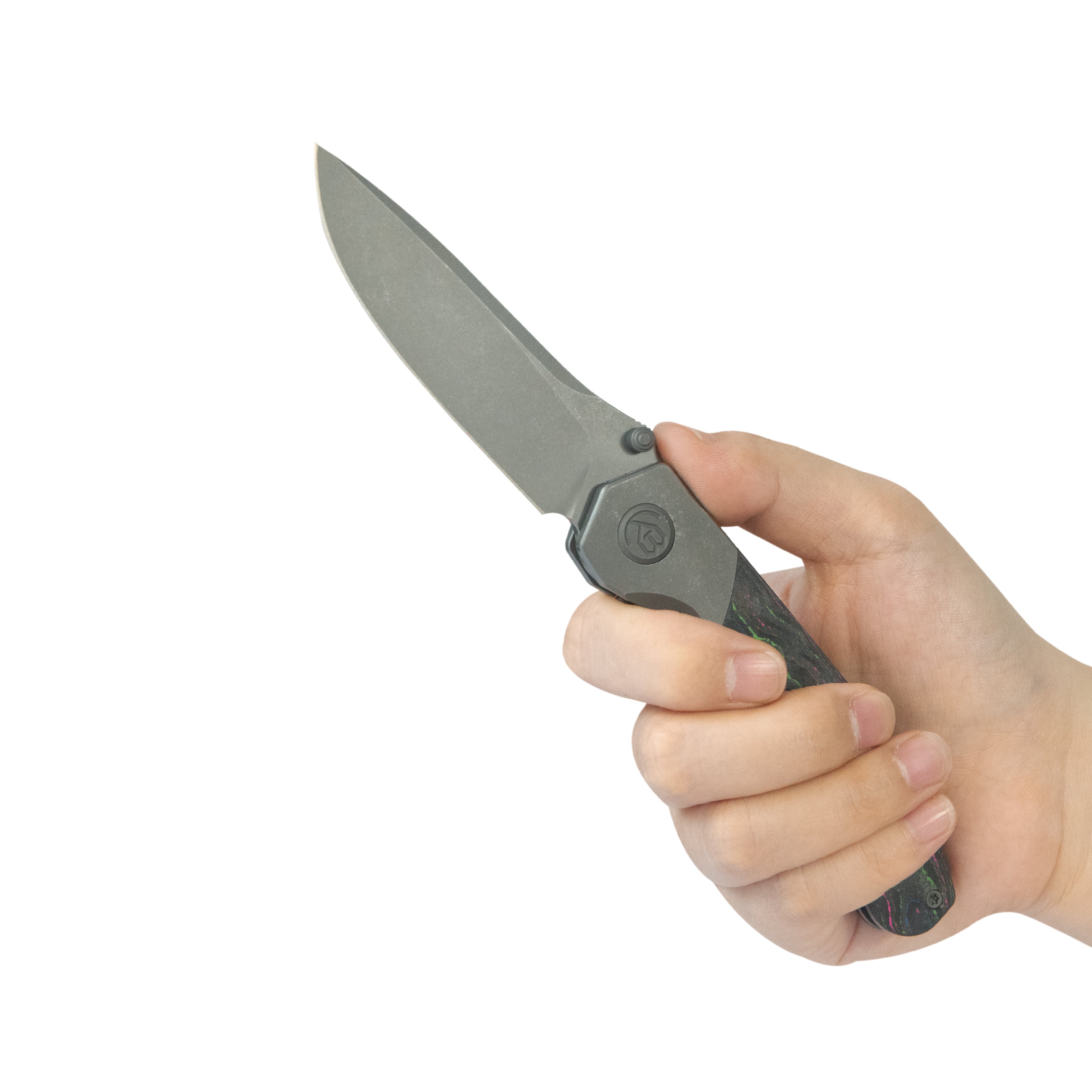 KB Velvet Snake Folding Knife Darkwash Titanium with 80's Camo Carbon inlay Handle 3.35'' Darkwash M390 Blade KB266B