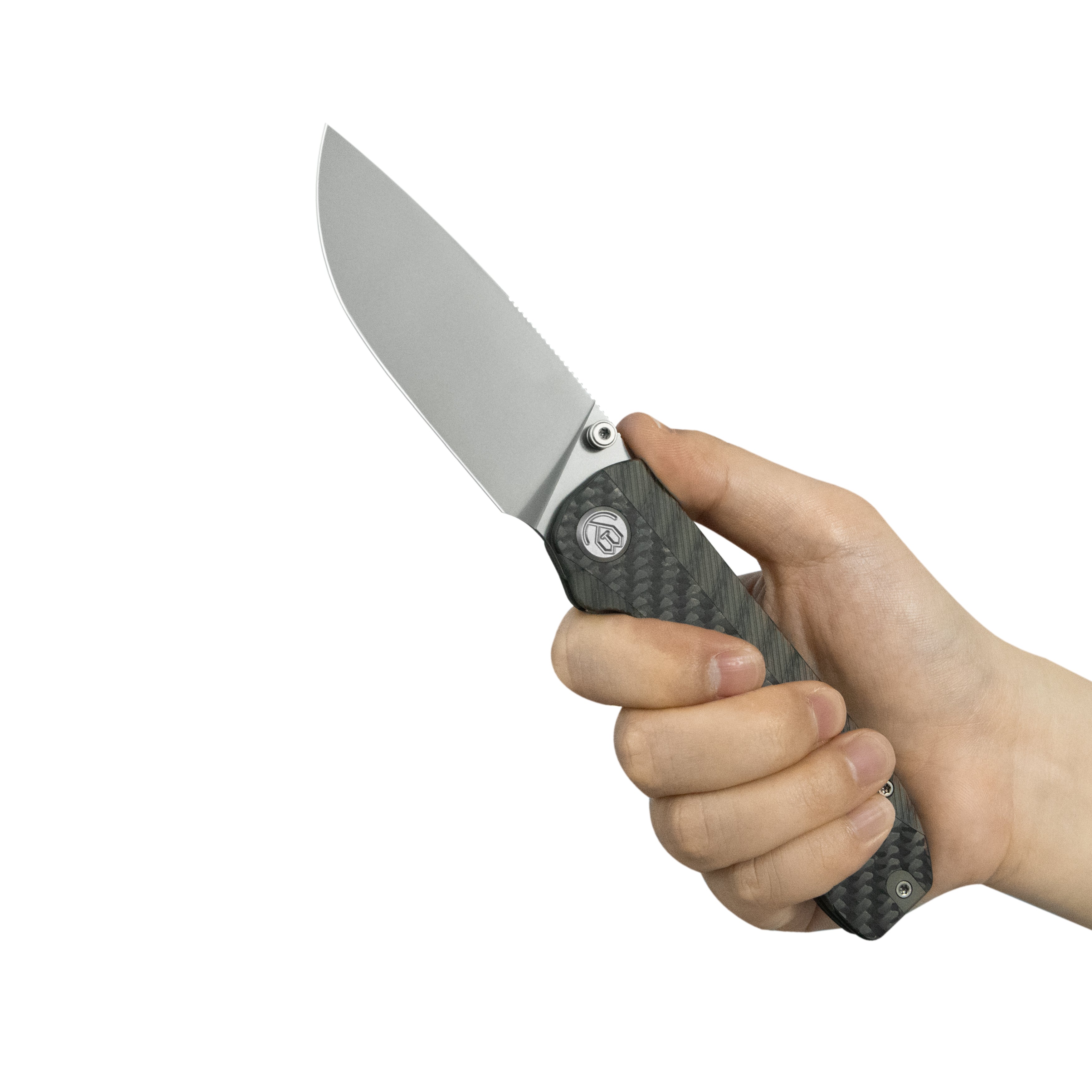 KB Zephyr Folding Pocket Knife Flamed Titanium with Wave CF Inlay 4.65