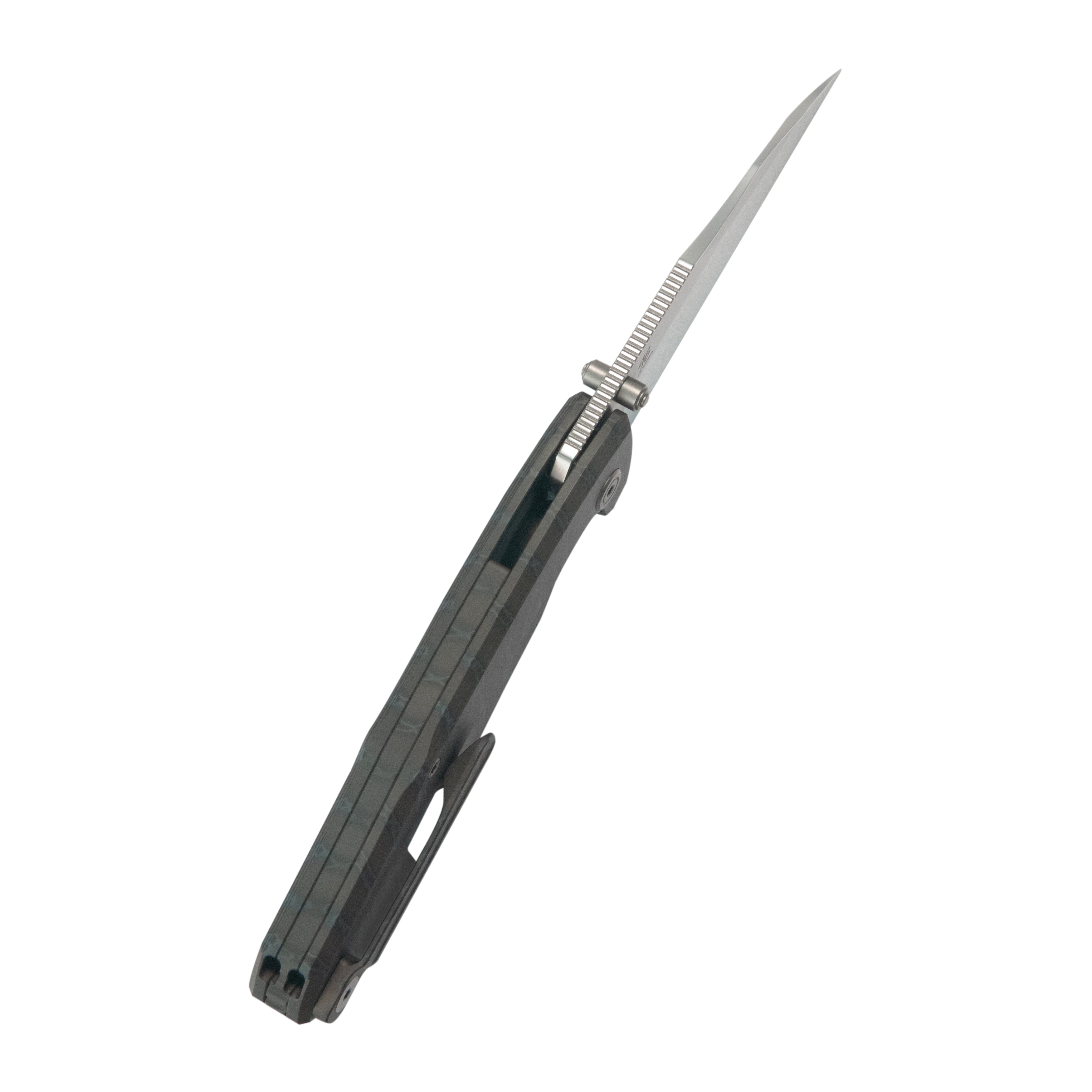 KB Mantra Folding Knife Flame Ano Titanium Handle 3.27'' Silver Bead Blasting M390 Blade KB459B