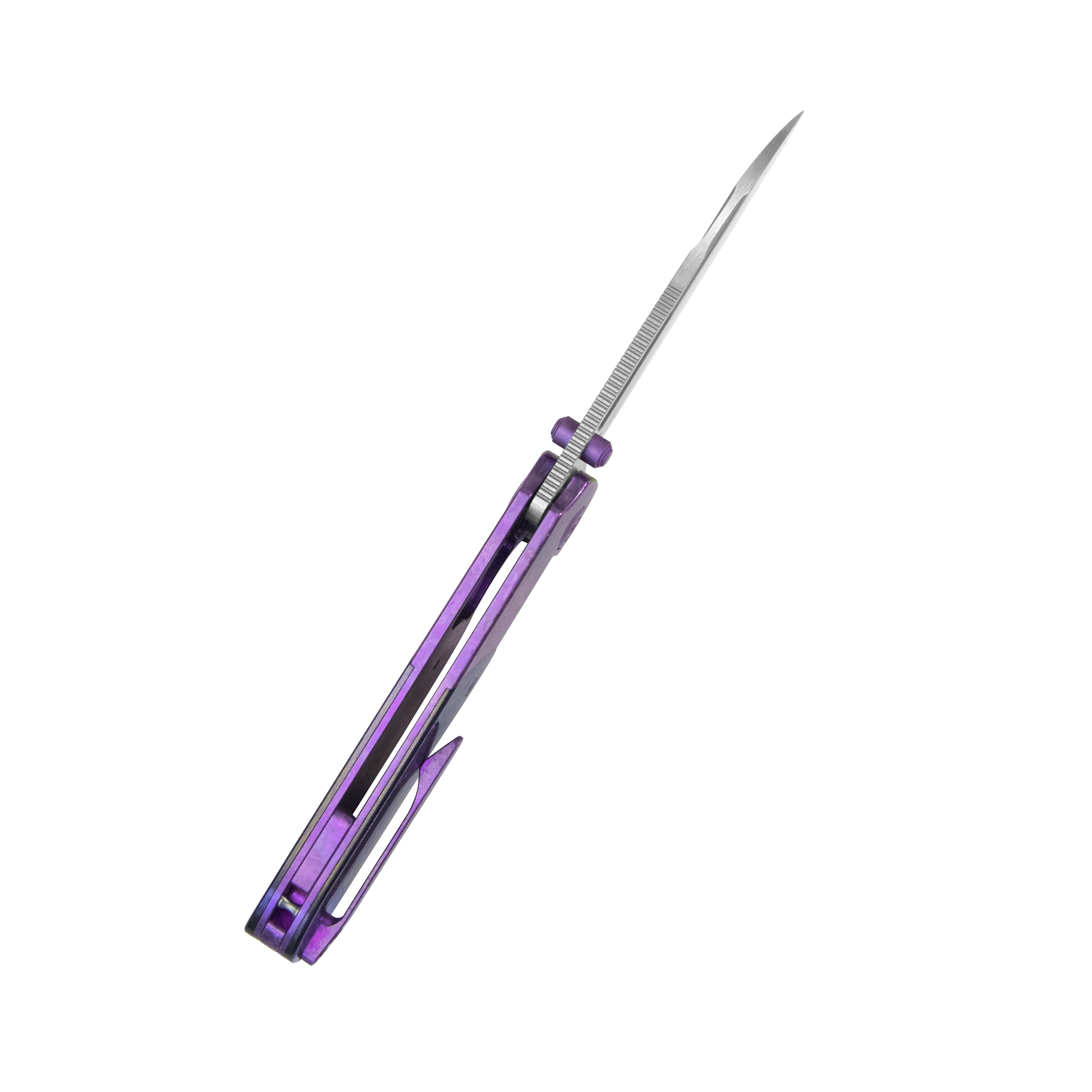 KB Icicle Pocket Folding Knife Frame Lock Purple Crystallized Titanium