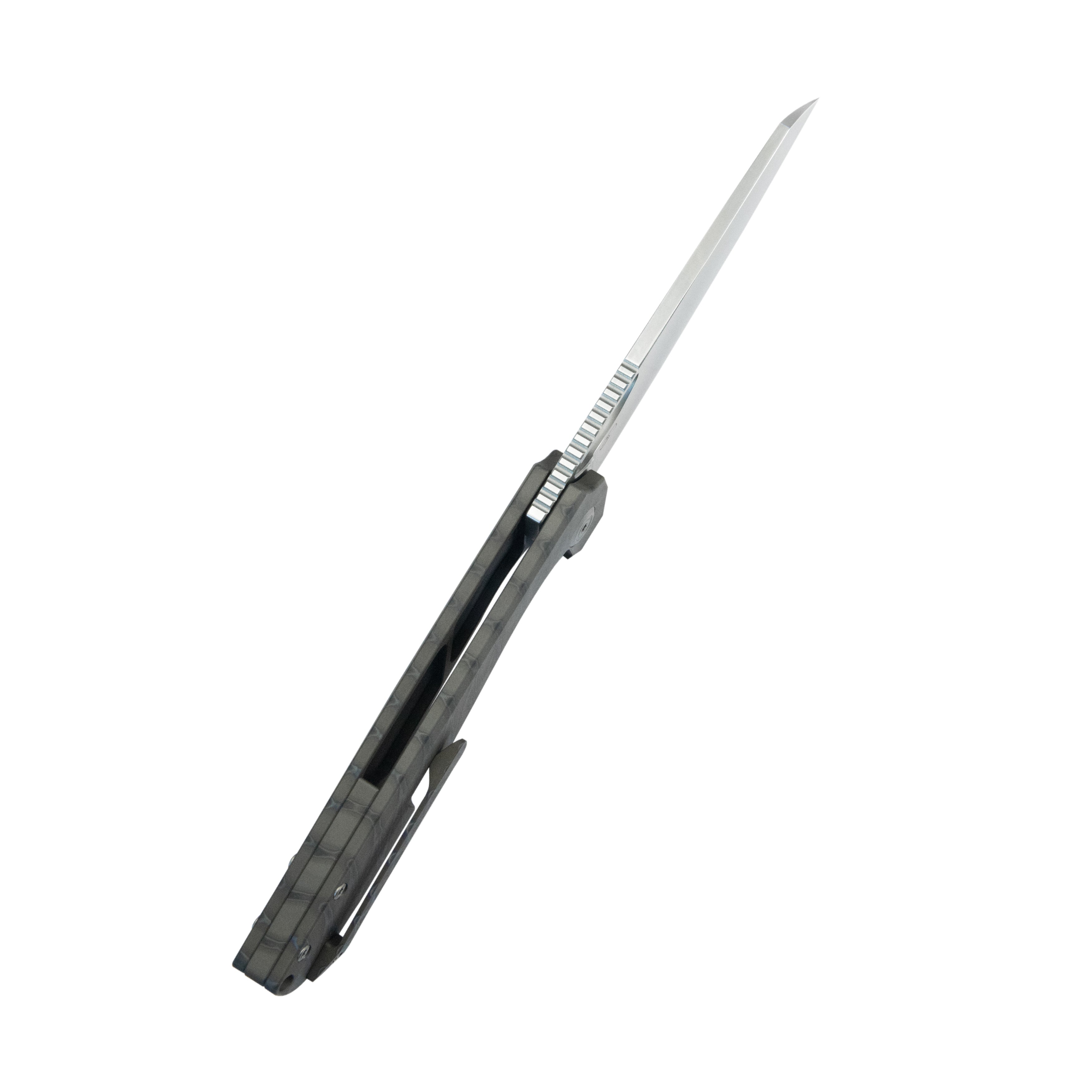 KB Elang Frame Lock Folding Knife Flamed Titanium Handle 3.86" Silver Bead Blast S35VN Blade KB339B