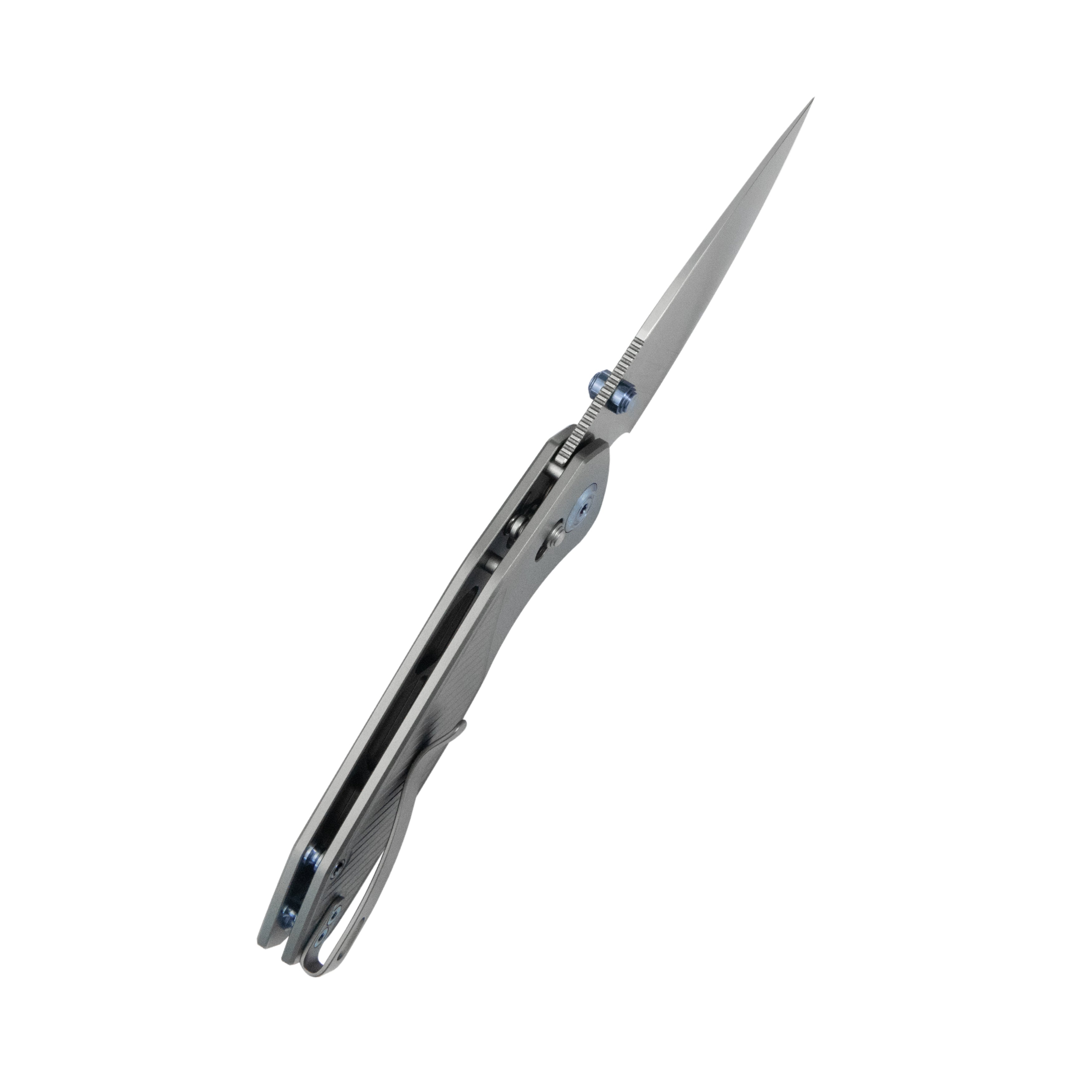 KB Aero Air Pocket Knife Gray Crossbar Lock Gray Ti Diagonal Milling 2