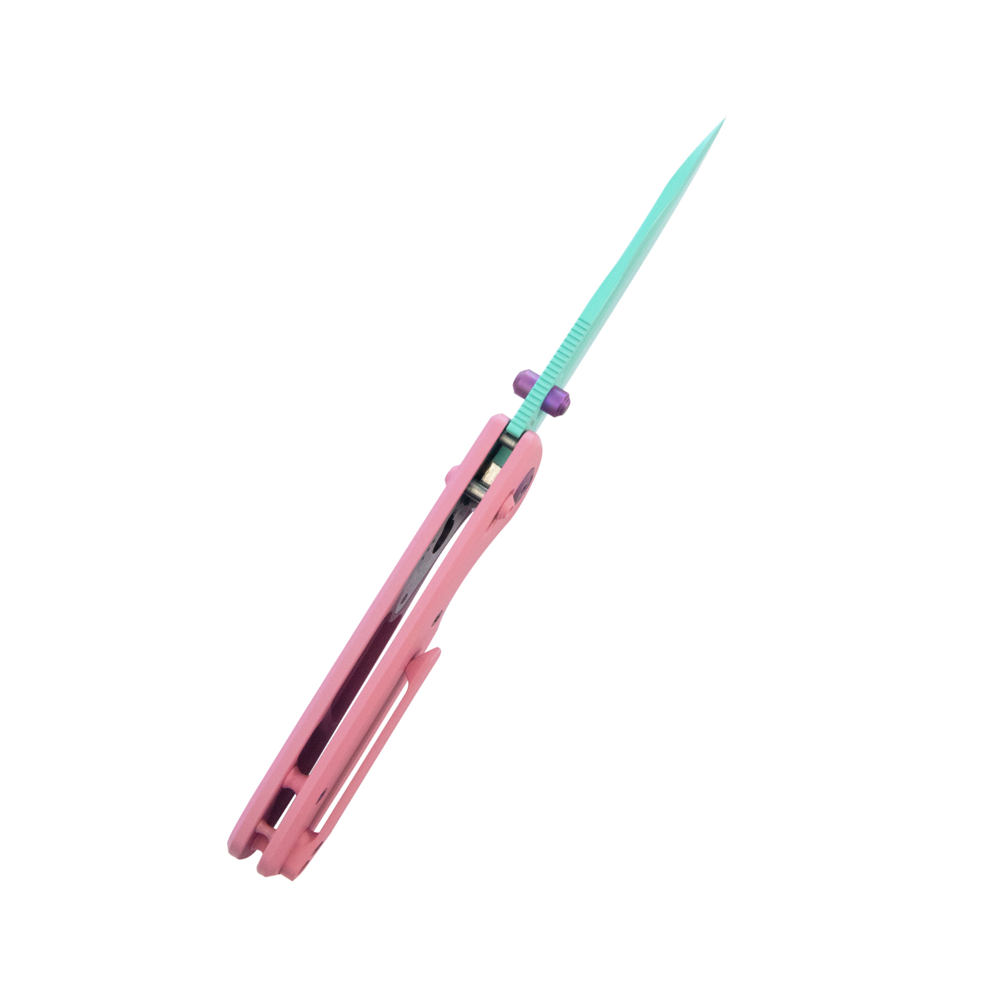 KB Bluff Folding Knife Pink Titanium Handle 3.19