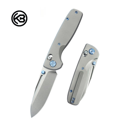 Bluff Axis lock Folding Knife Raw Titanium 3.19" Sandblast KB383C