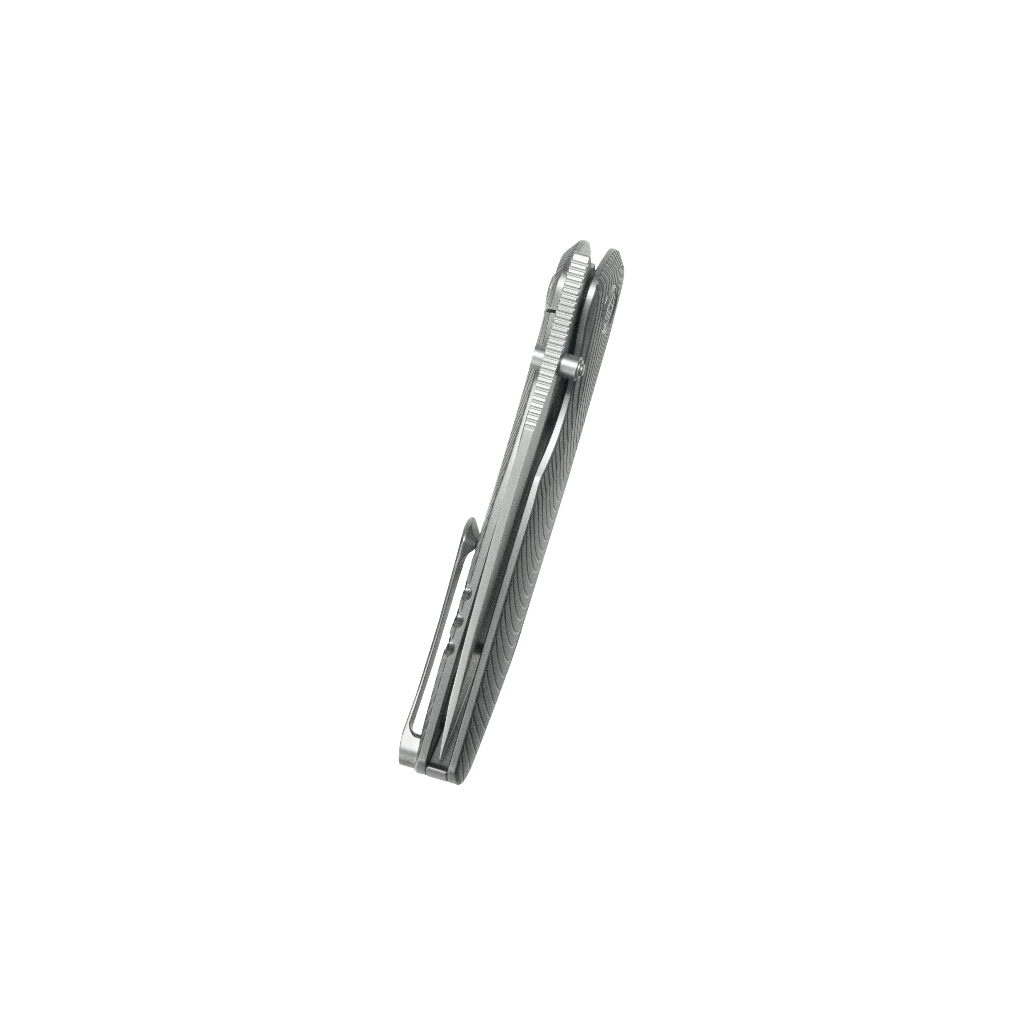 KB Pioneer Folding Knife Sandblast Titanium w/Wave Milling Handle 3.35