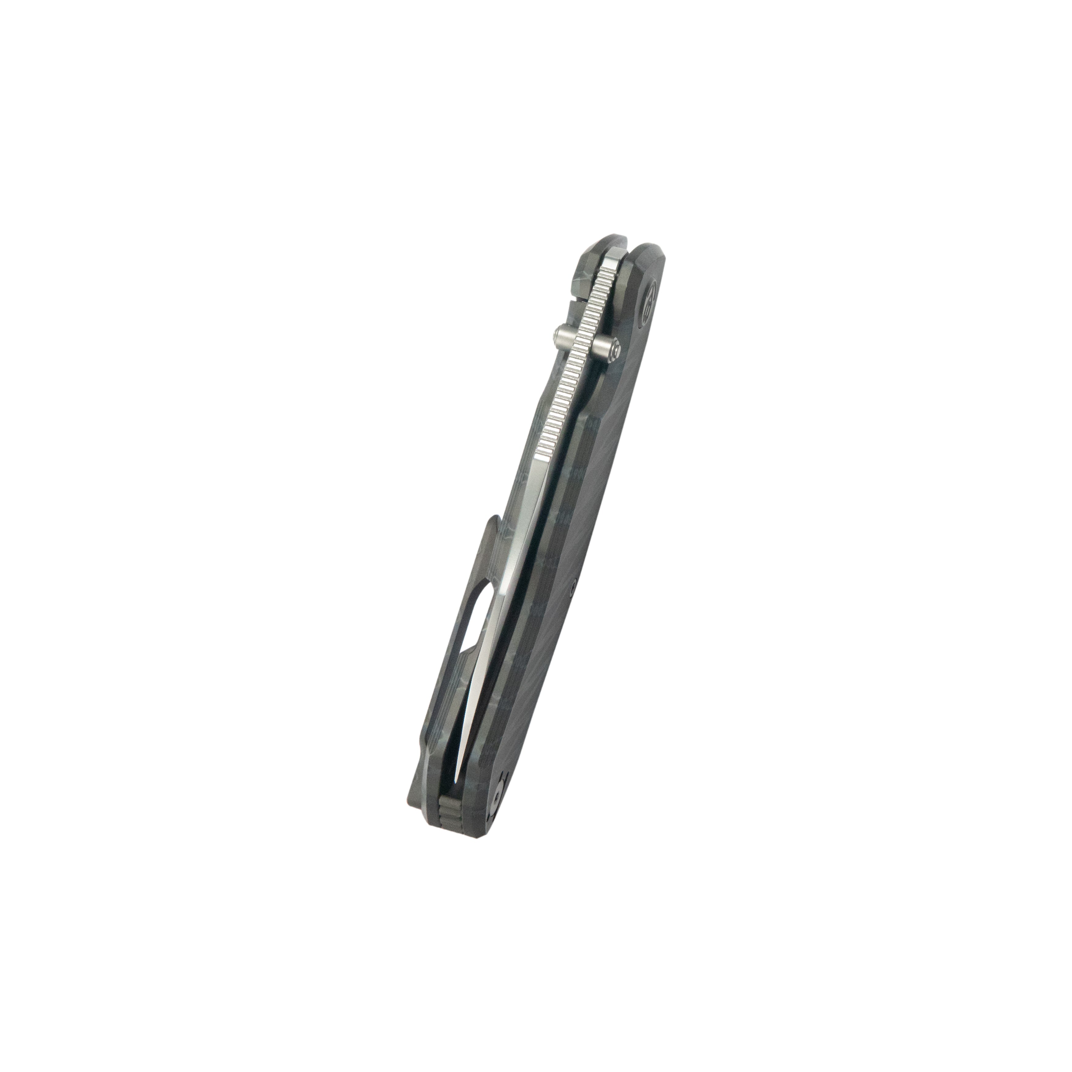 KB Mantra Folding Knife Flame Ano Titanium Handle 3.27'' Silver Bead Blasting M390 Blade KB459B