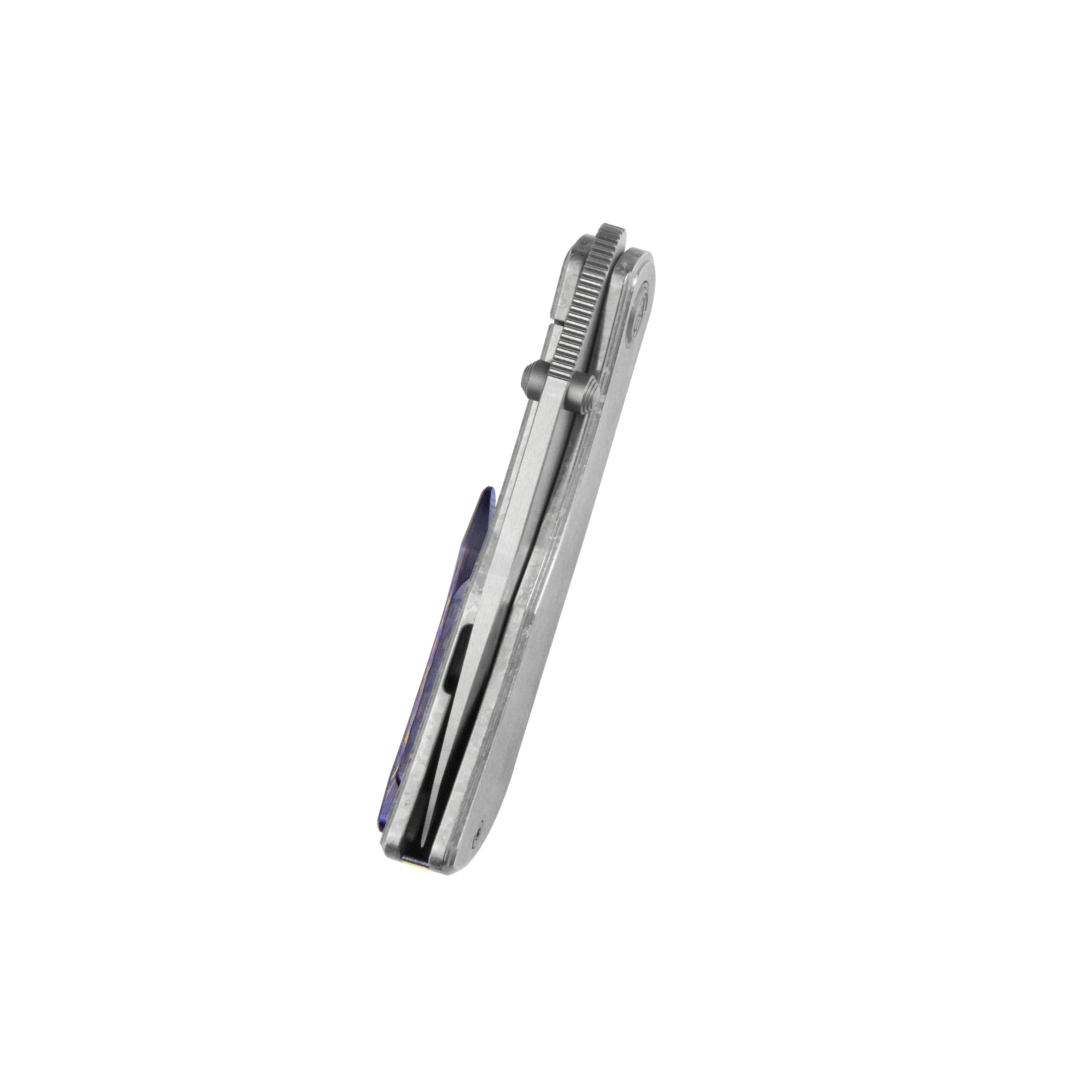 KB Folklore Folding Knife Original Crystallized Titanium Handle 3.42'' Belt Satin M390 Blade KB444D