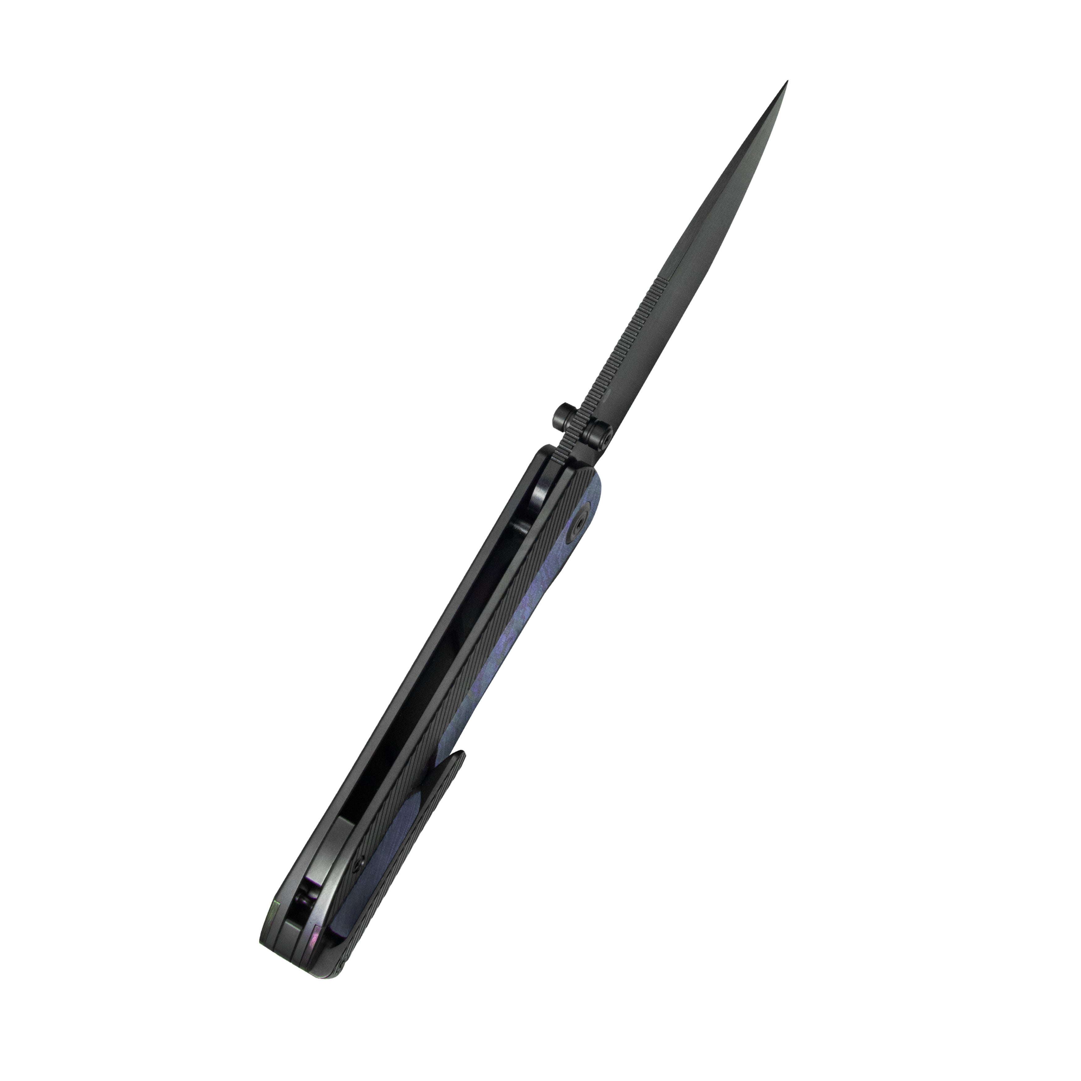 KB Zephyr Folding Pocket Knife DLC Titanium with Zircuti Inlay 4.65" DLC Rubbed Satin M390 KB431C