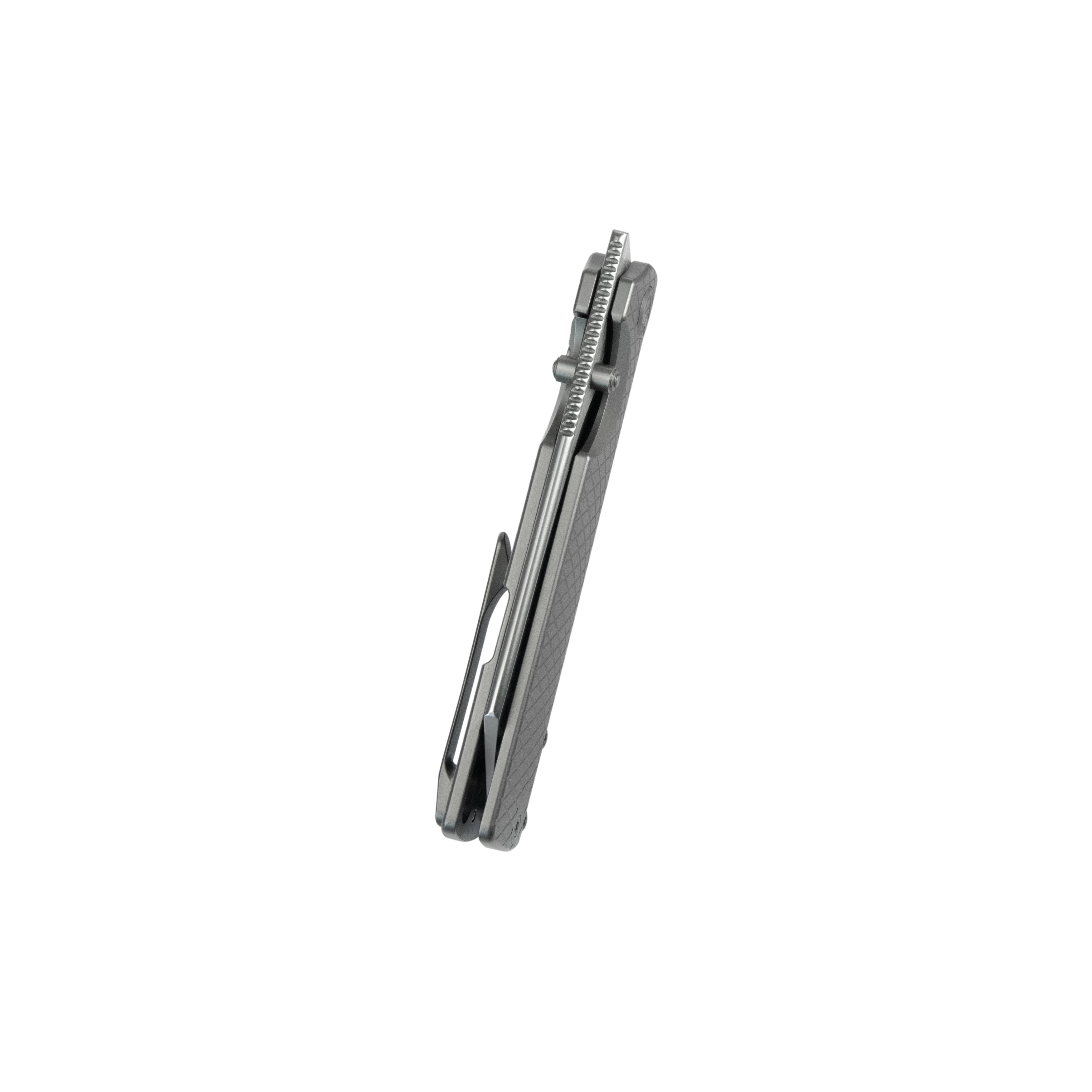 KB Get Some Frame Lock Folding Knife Sandblast Titanium Handle 3.35" Satin & Silver Bead Blast M390 Blade KB445A
