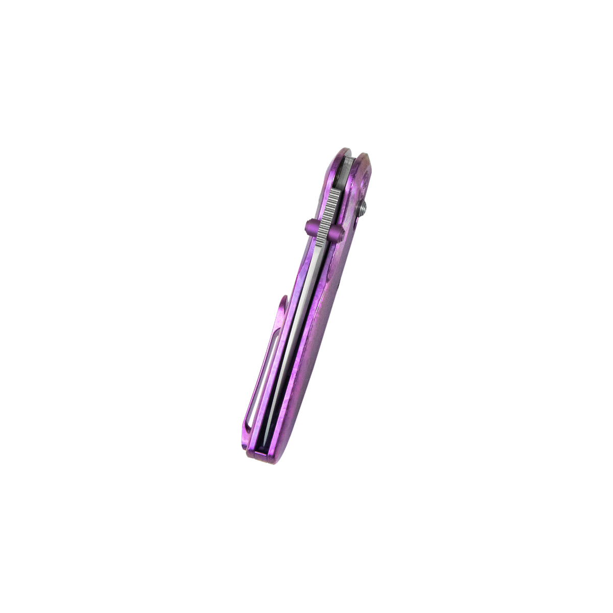 KB Small Pioneer Folding Knife Purple Ano Crystallized Titanium Handle 2.99" Silver Bead Blast S90V Blade KB482E