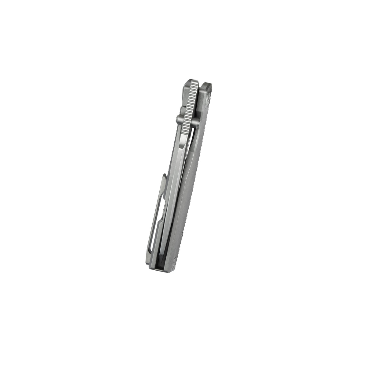 KB Illusion Folding Knife Grey Titanium Handle 3.46‘’ Silver Bead Blast Bohler M390 Blade KB443A