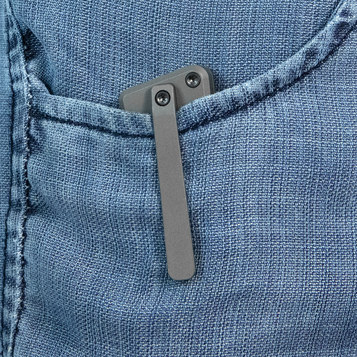 KB Mako Frame Lock Folding Knife Darkwash Titanium Handle 3.30" Belt Satin M390 Blade KB486B