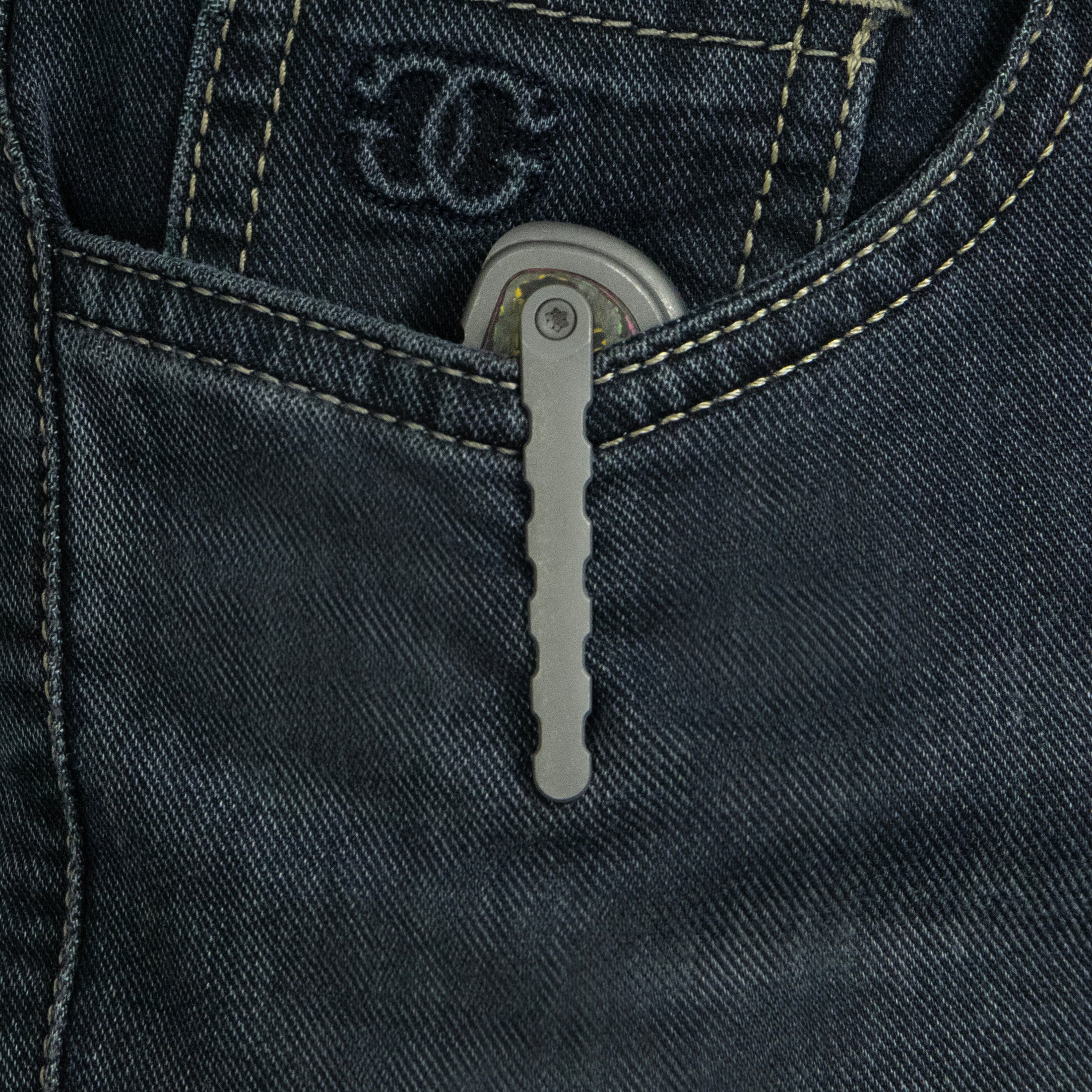 KB Stroller Folding Knife Gray Titanium/CF Inlays Handle 3.35" Darkwash CPM 20CV Blade KB384B