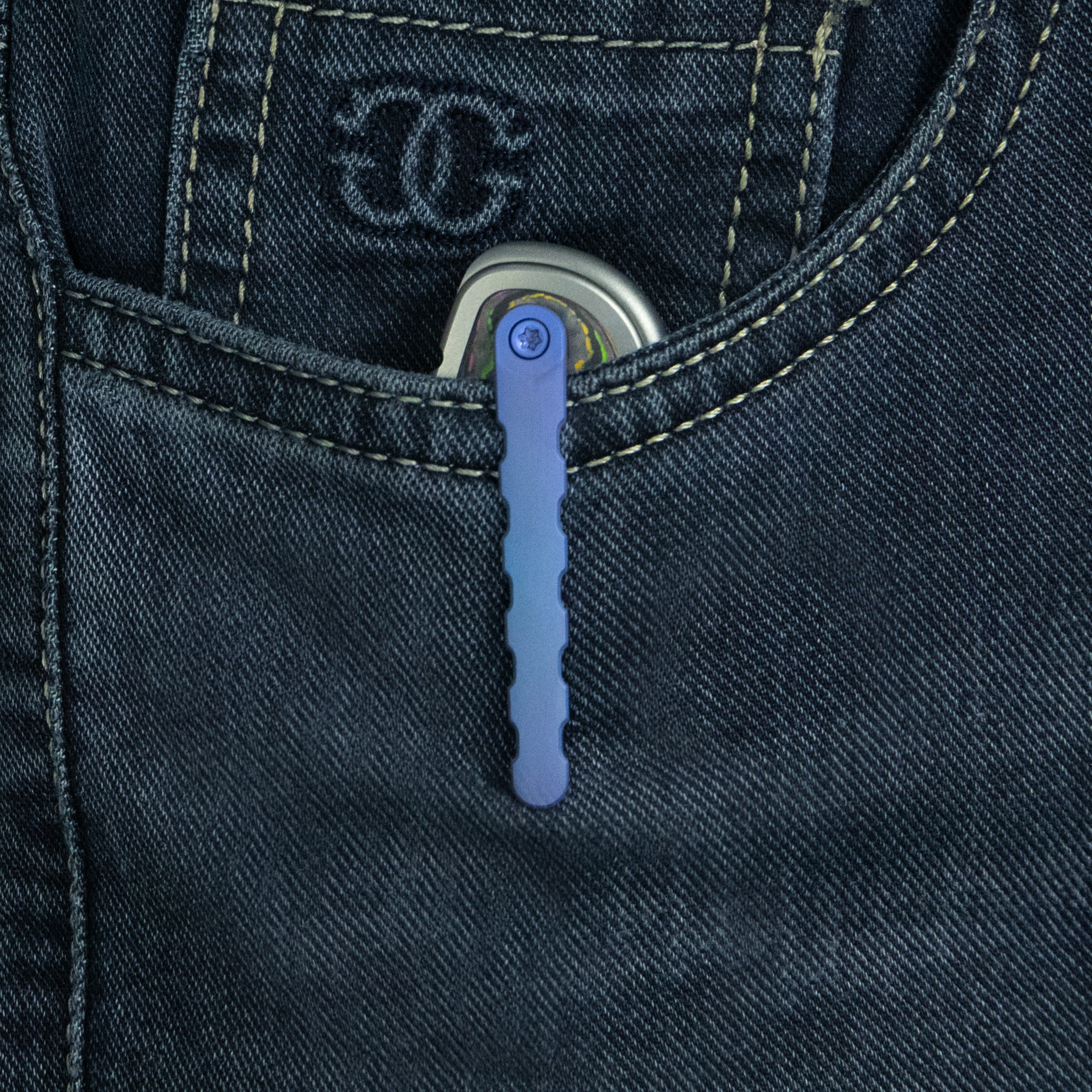 KB Stroller Folding Knife Gray Titanium/CF Inlays Handle 3.35” Stonewash CPM 20CV Blade KB384A