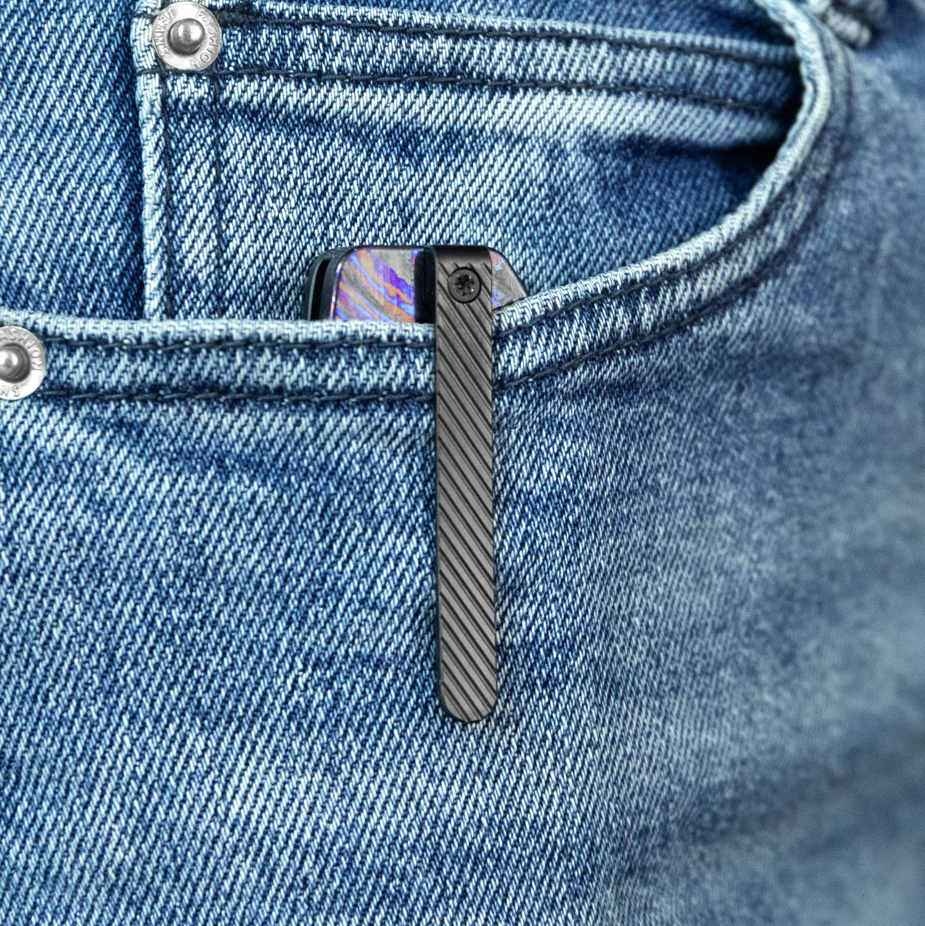 KB Zephyr Folding Pocket Knife DLC Titanium with Zircuti Inlay 4.65" DLC Rubbed Satin M390 KB431C