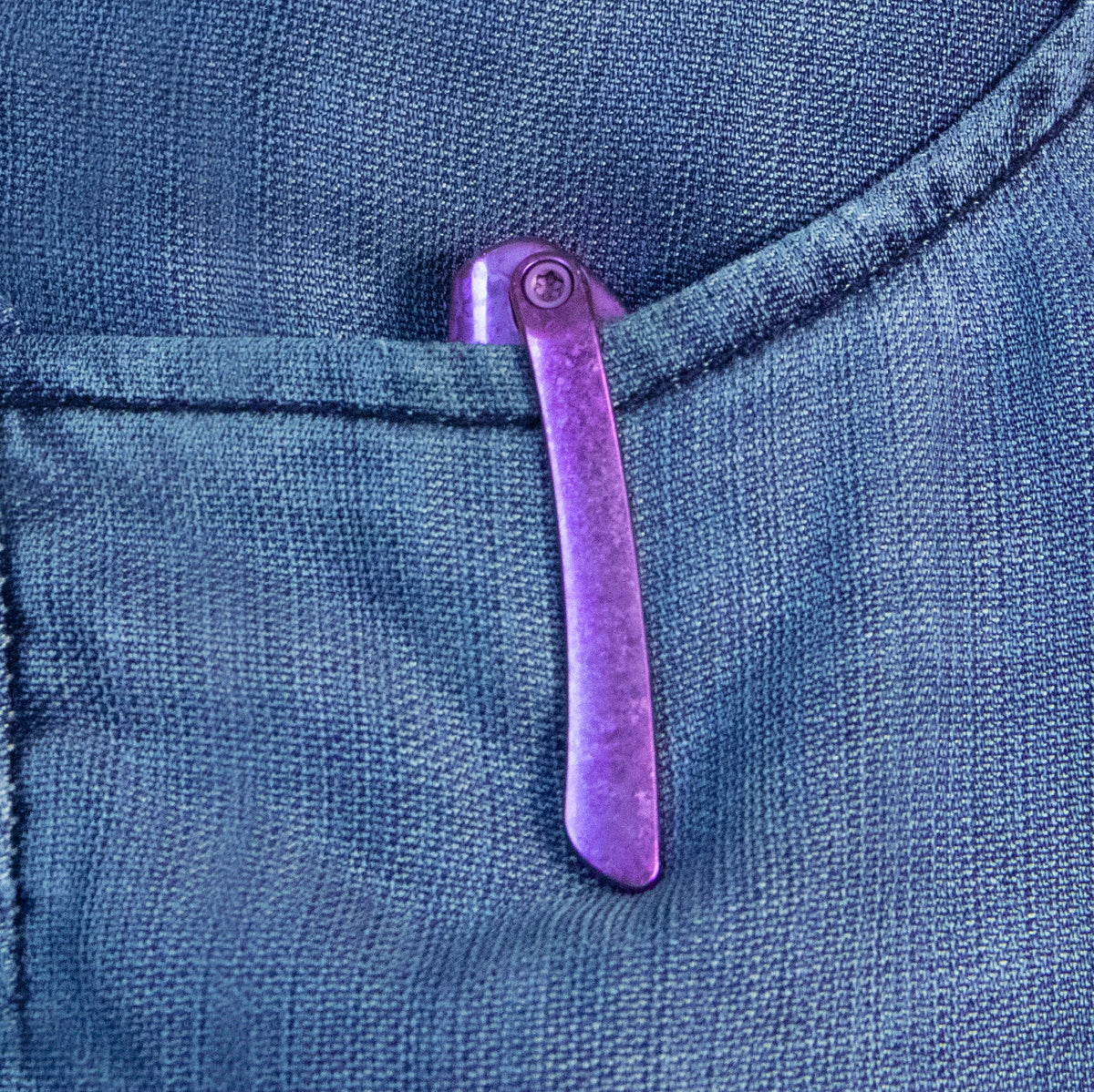 KB Small Pioneer Folding Knife Purple Ano Crystallized Titanium Handle 2.99" Silver Bead Blast S90V Blade KB482E