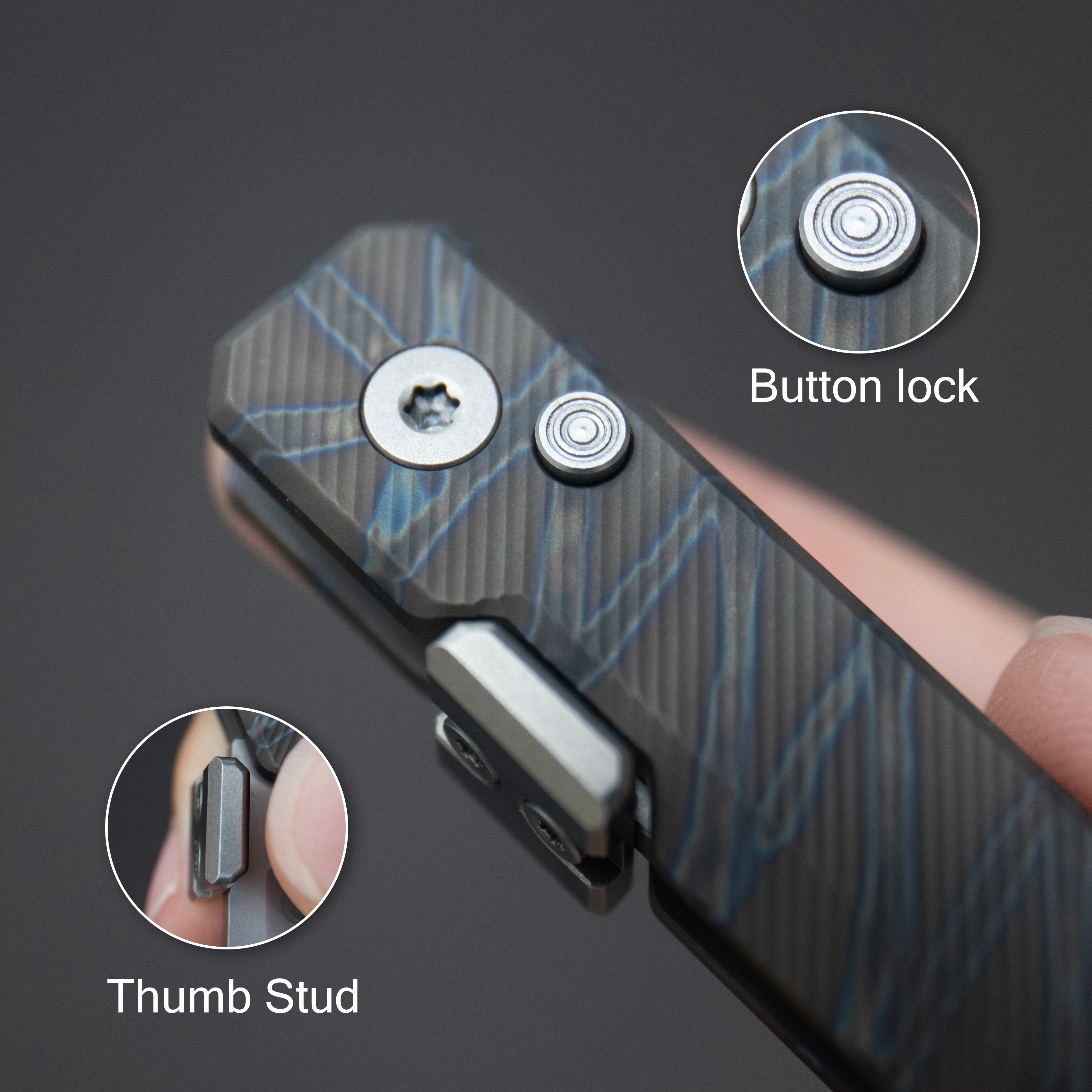 KB Prism Folding Knife Flame Titanium Handle 3.54