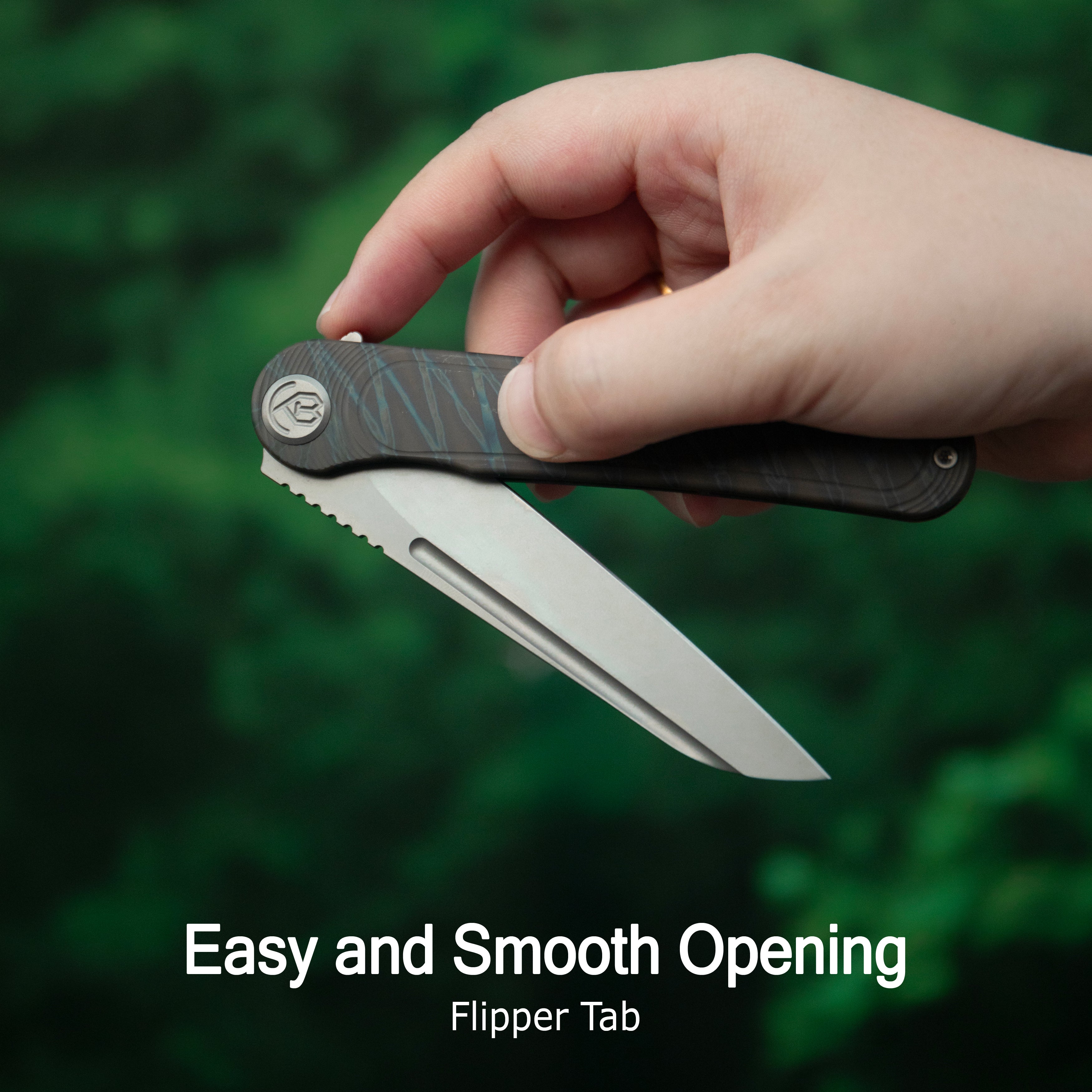 KB Dandy Frame Lock Gentlemans Pocket Folding Knife Flame Ti Handle 3.