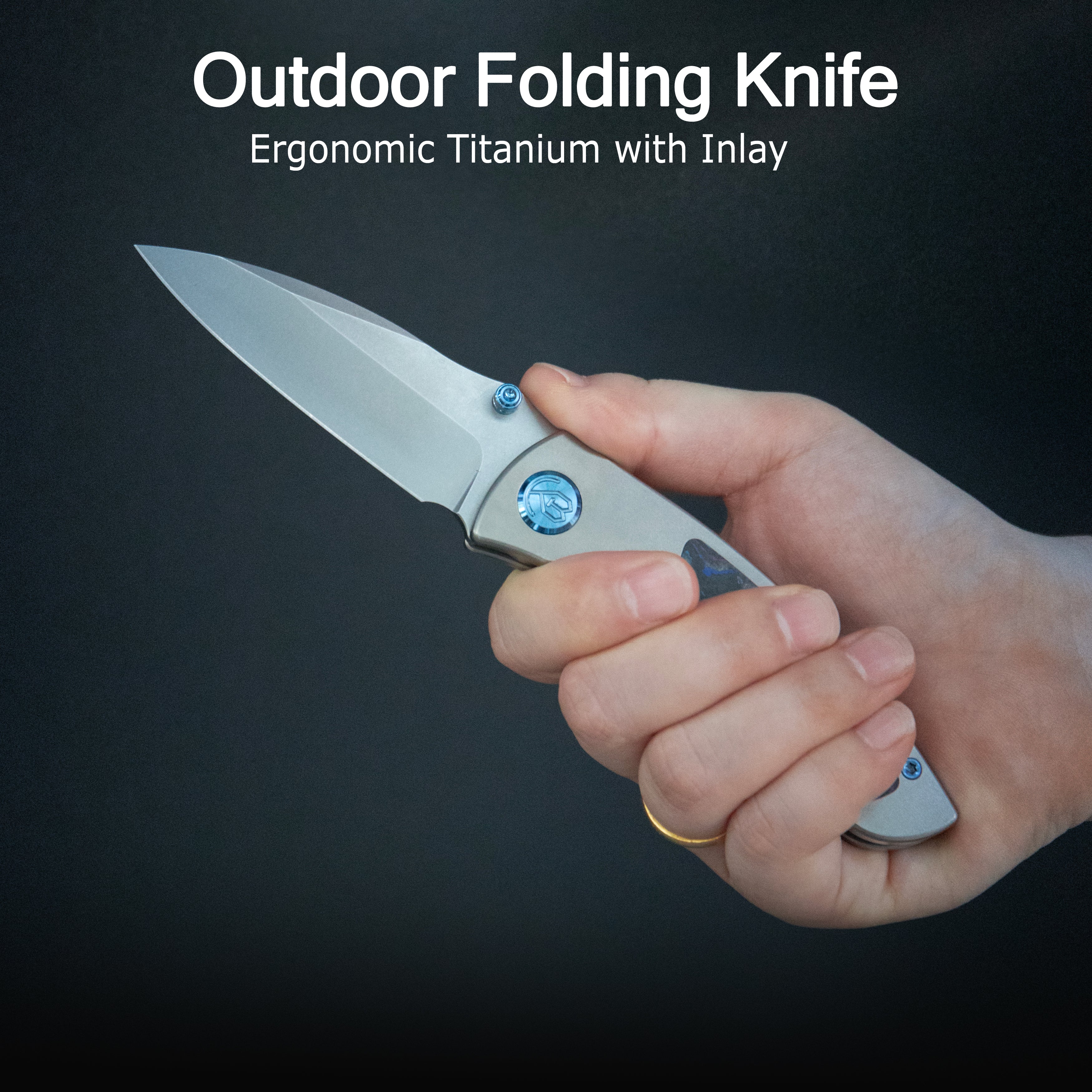 KB Vertigo Folding Knife Darkwash Titanium/CF Inlays Handle 3.11" Stonewash S35VN Blade KB258A