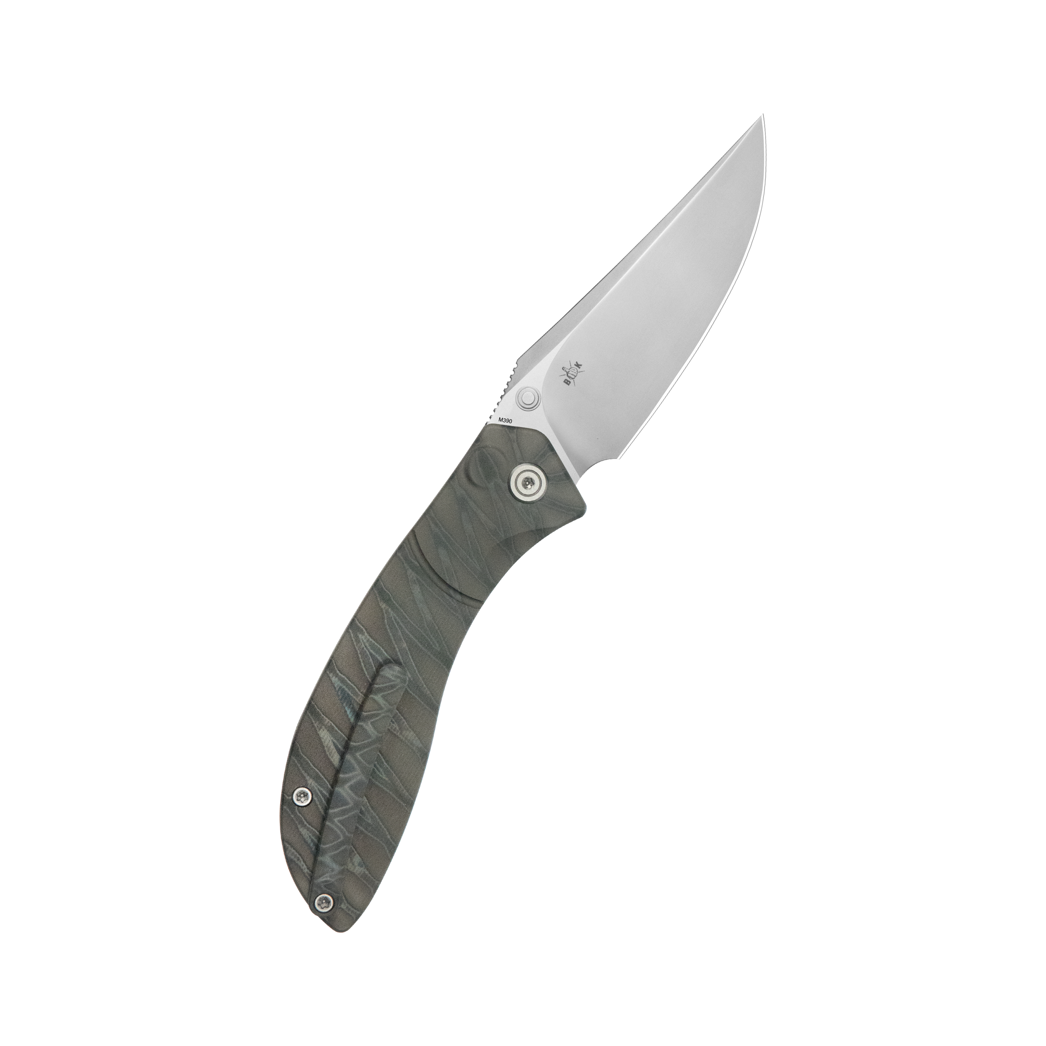 KB Stingray Button Lock Folding Knife Titanium Handle 3.07" Clip Point Bead Blasted M390 Blade KB264B