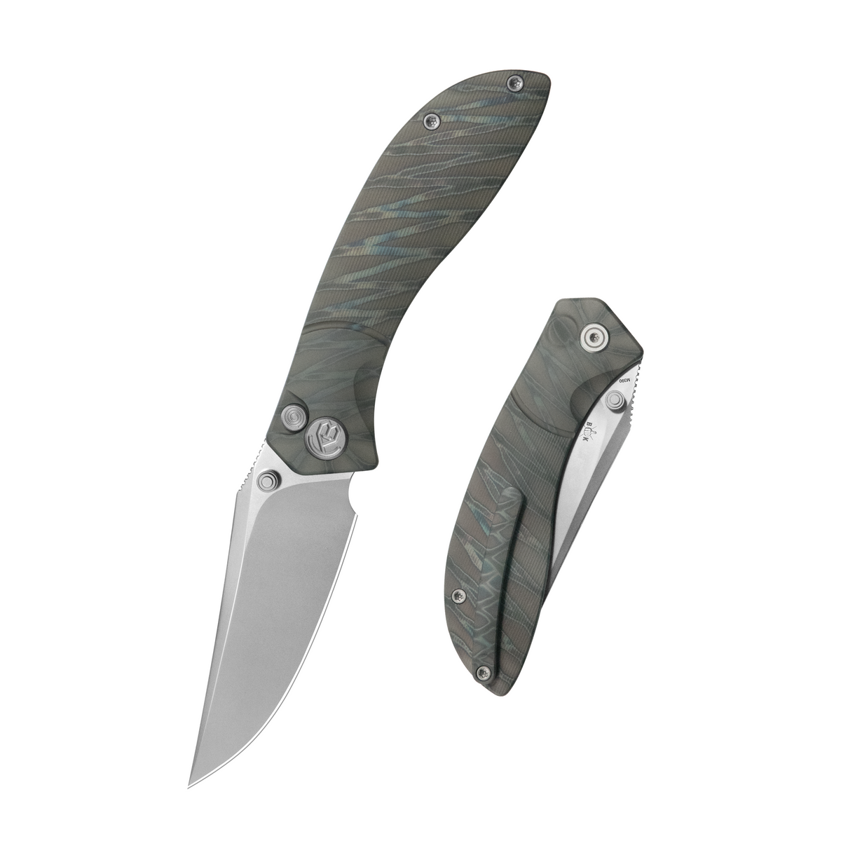 KB Stingray Button Lock Folding Knife Titanium Handle 3.07