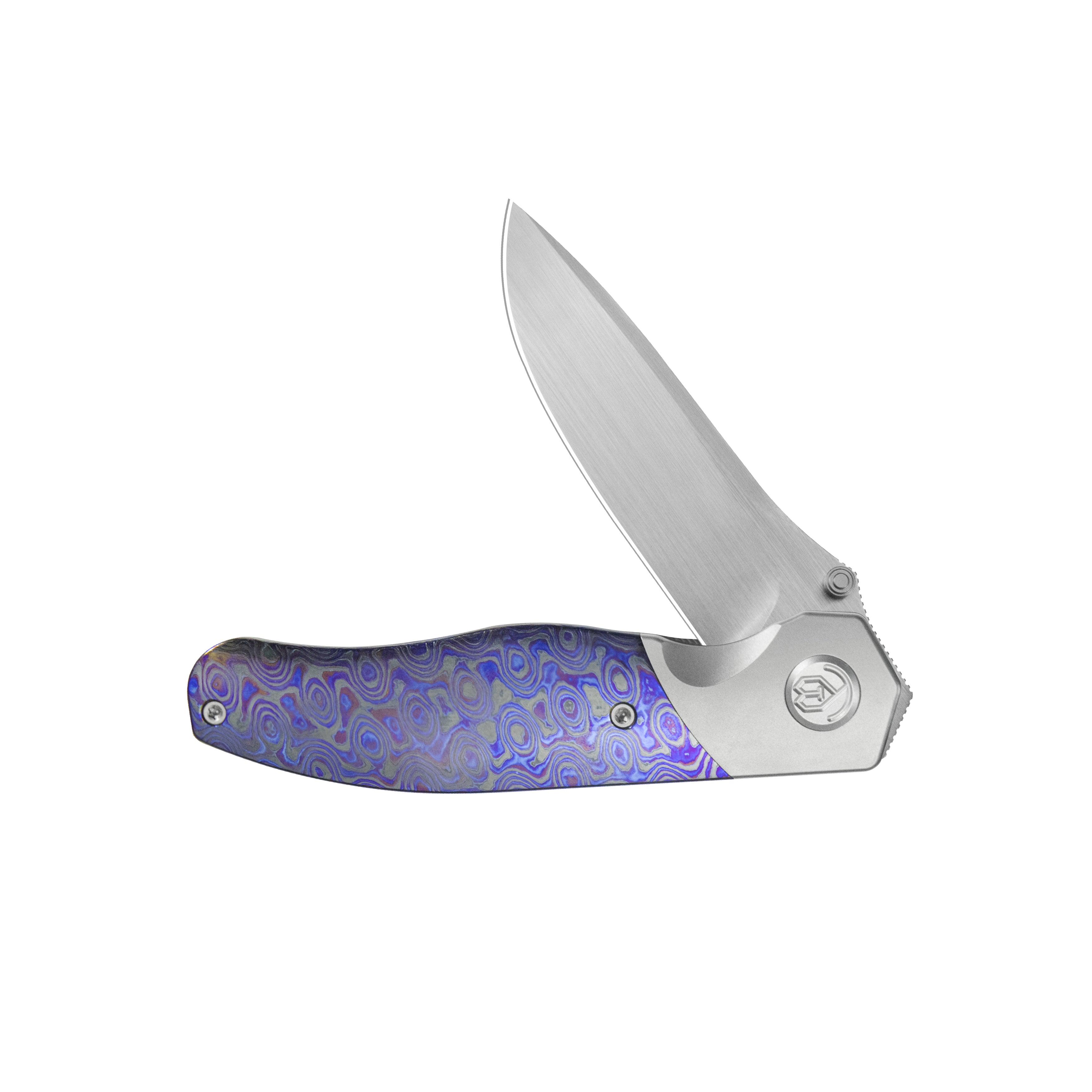 KB Velvet Snake Folding Knife Sandblast Titanium with Zircuti inlay Handle 3.35'' Hand Rubbed Satin M390 Blade KB266E