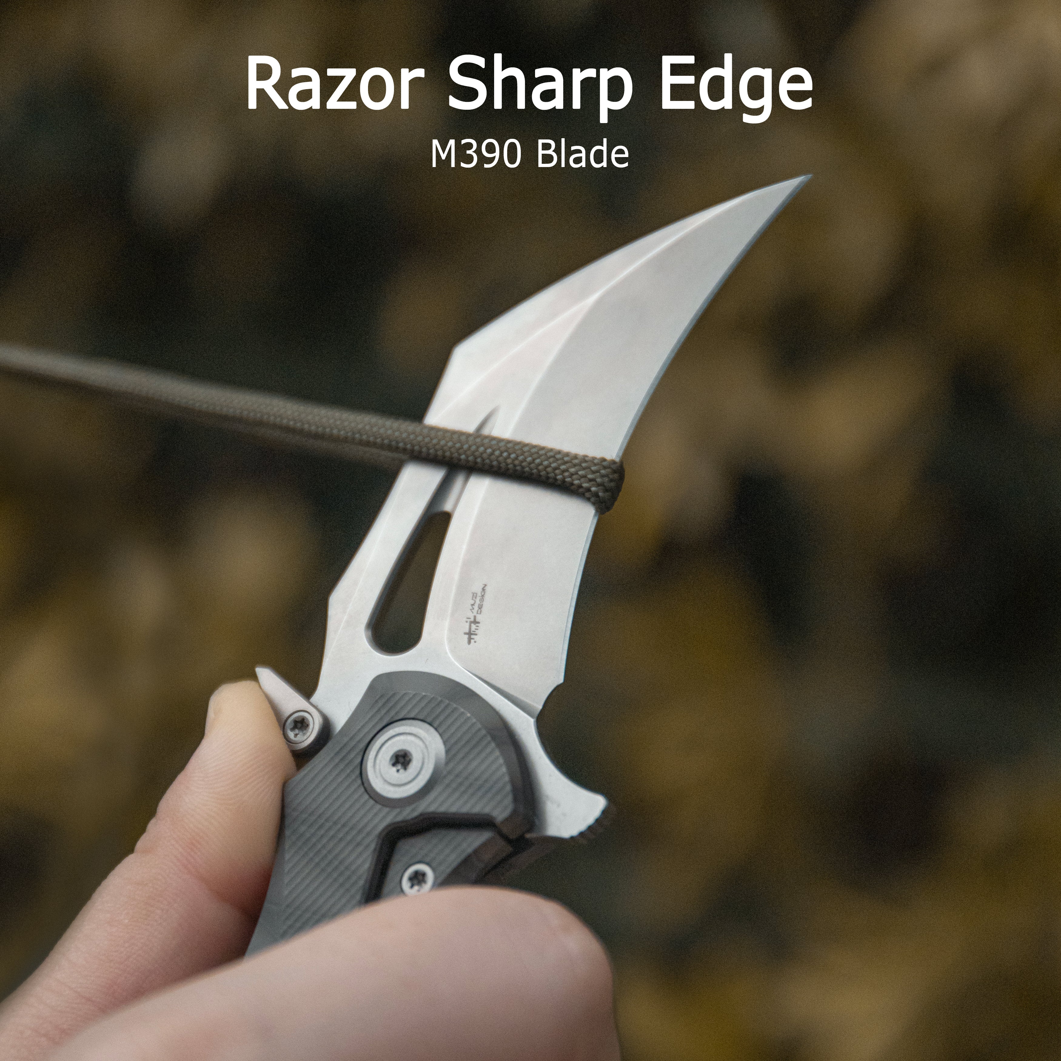 KB Wrath Frame Lock Karambit Ti Handle w/ Diagonal Milling 2.52'' Blackwash M390 KB271C