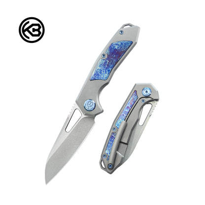 Vagrant Pocket Knife Grey Titanium Handle 2.95" Bead Blasted KB284H