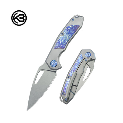 Coeus Outdoor Folding Knife Grey Titanium 3.11" Bead Blasted KB286A