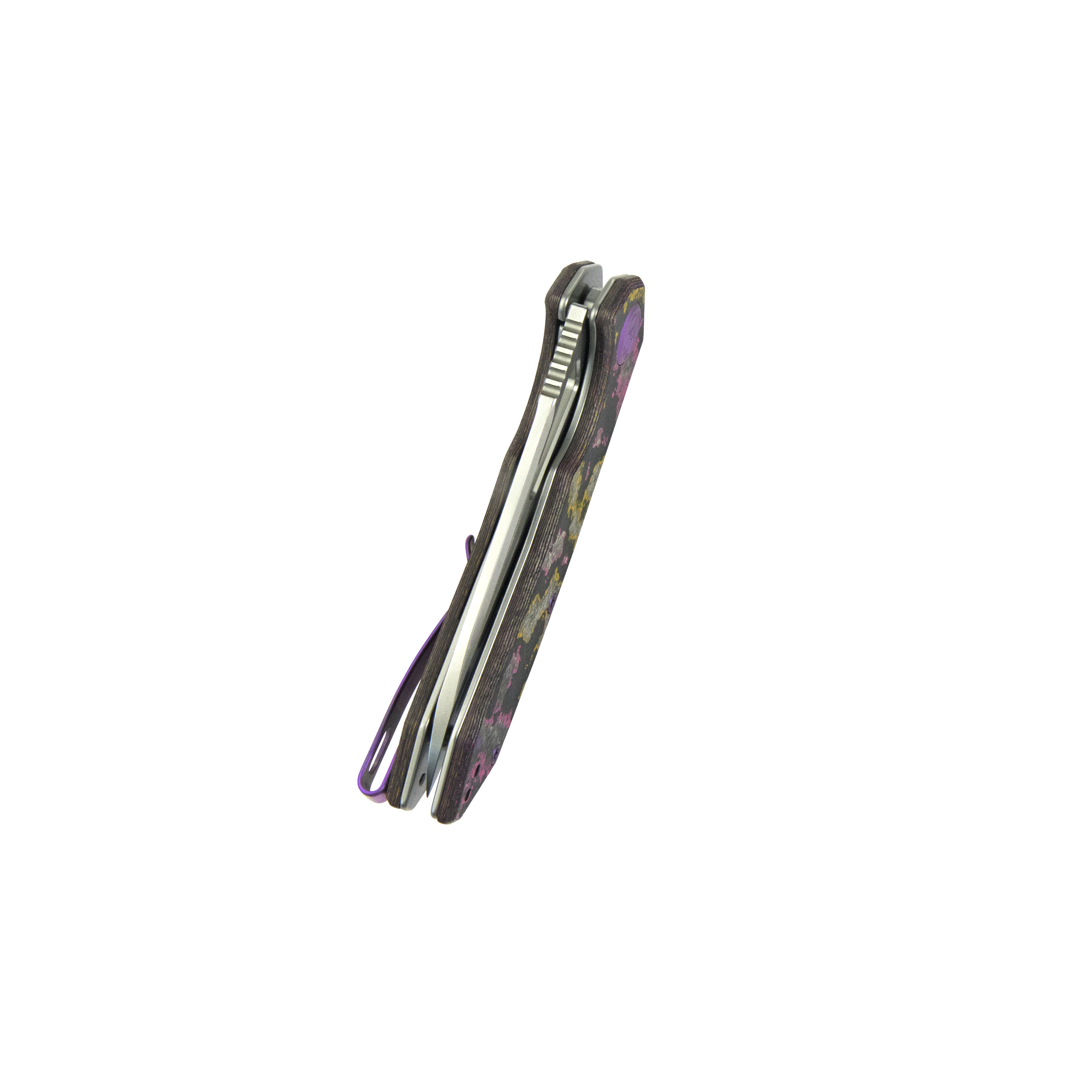 KB Vagrant Folding Knife POP Camo Carbon Handle 3.15" Silver Bead Blast M390 Blade KB291Y
