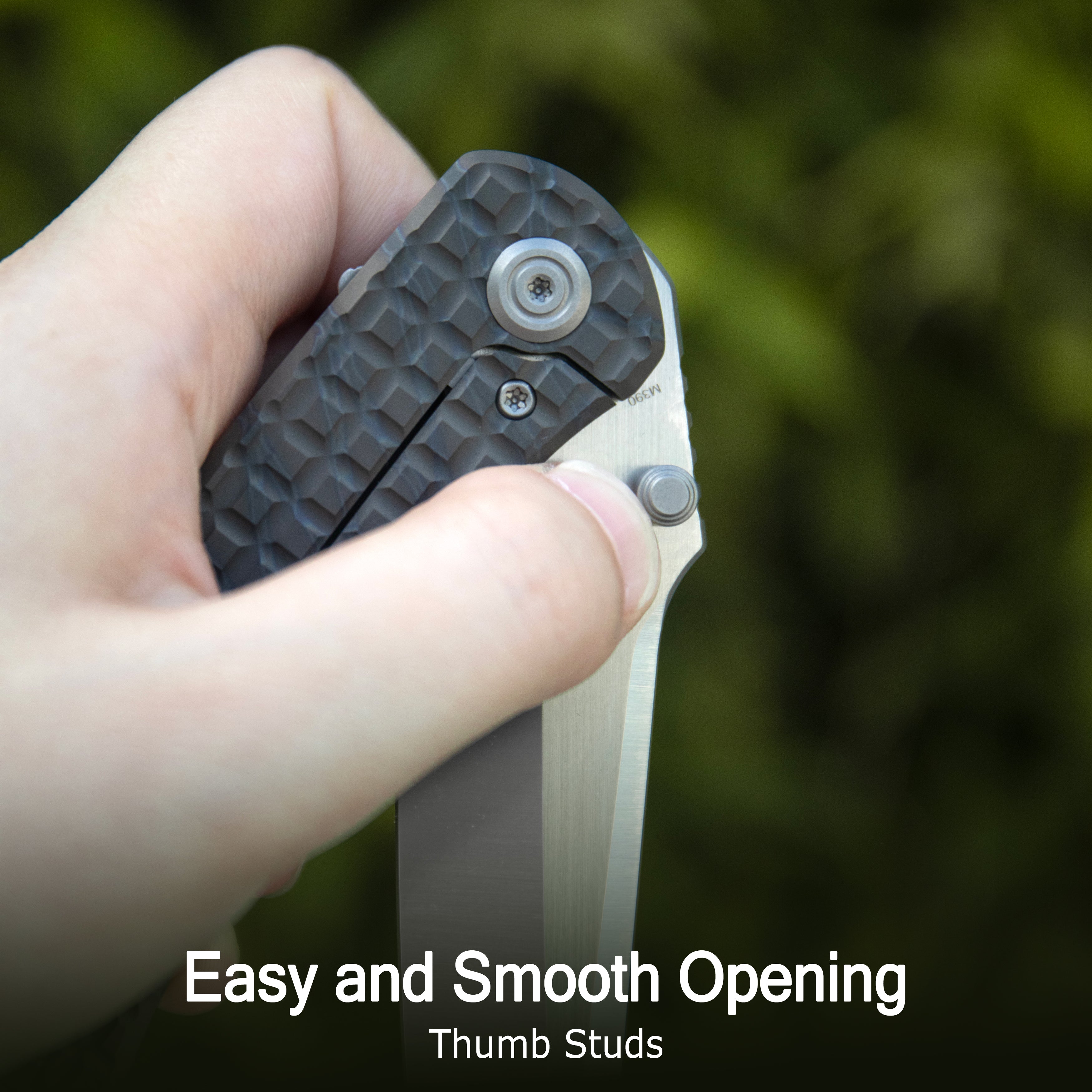 KB Interflow Folding Knife Flame Ano Titanium with FRAG Milling Handle 3.50'' Belt Satin M390 Blade KB294D