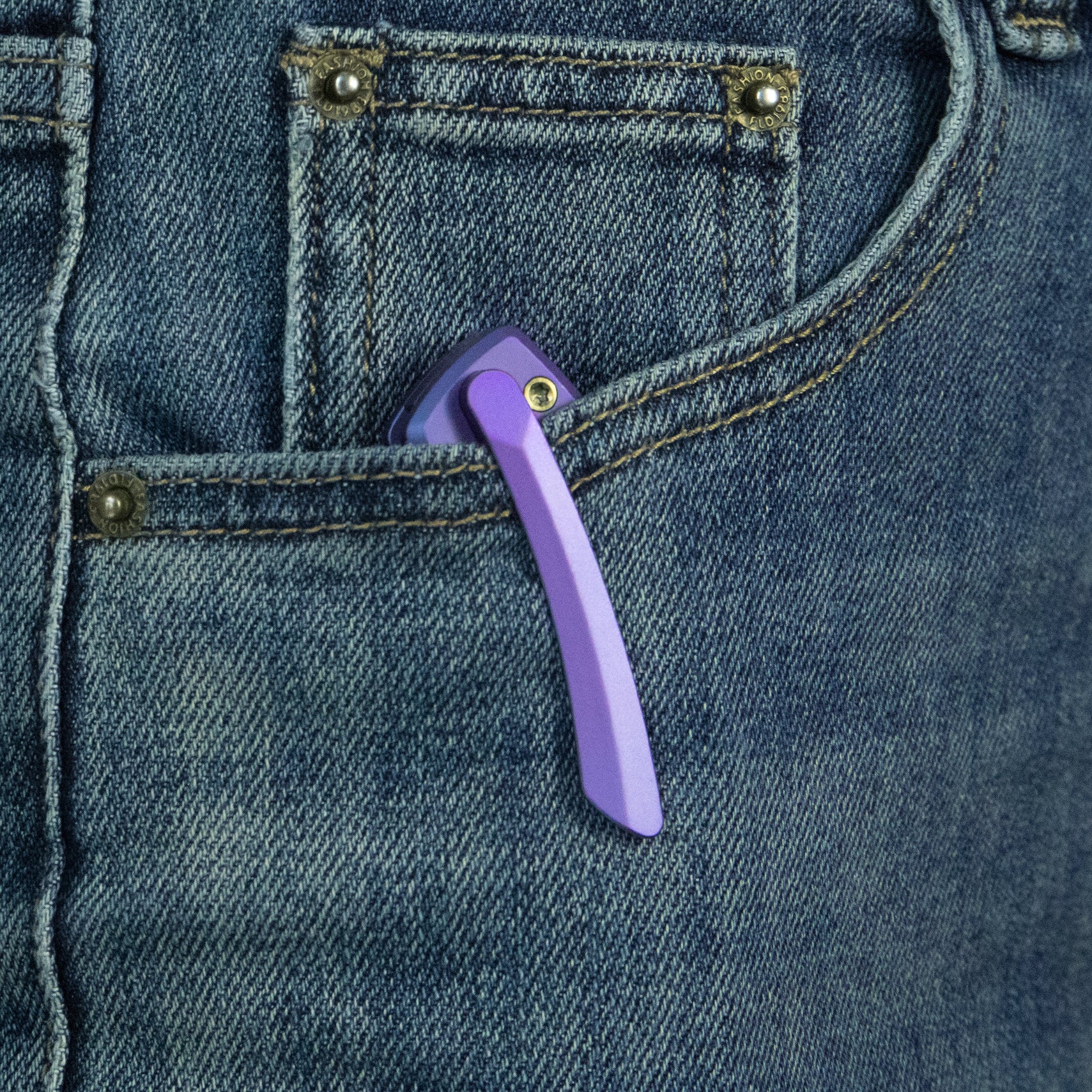 KB Trillium Folding Knife Blurple Ano Titanium Handle 3.11'' Belt Satin M390 Blade KB326B