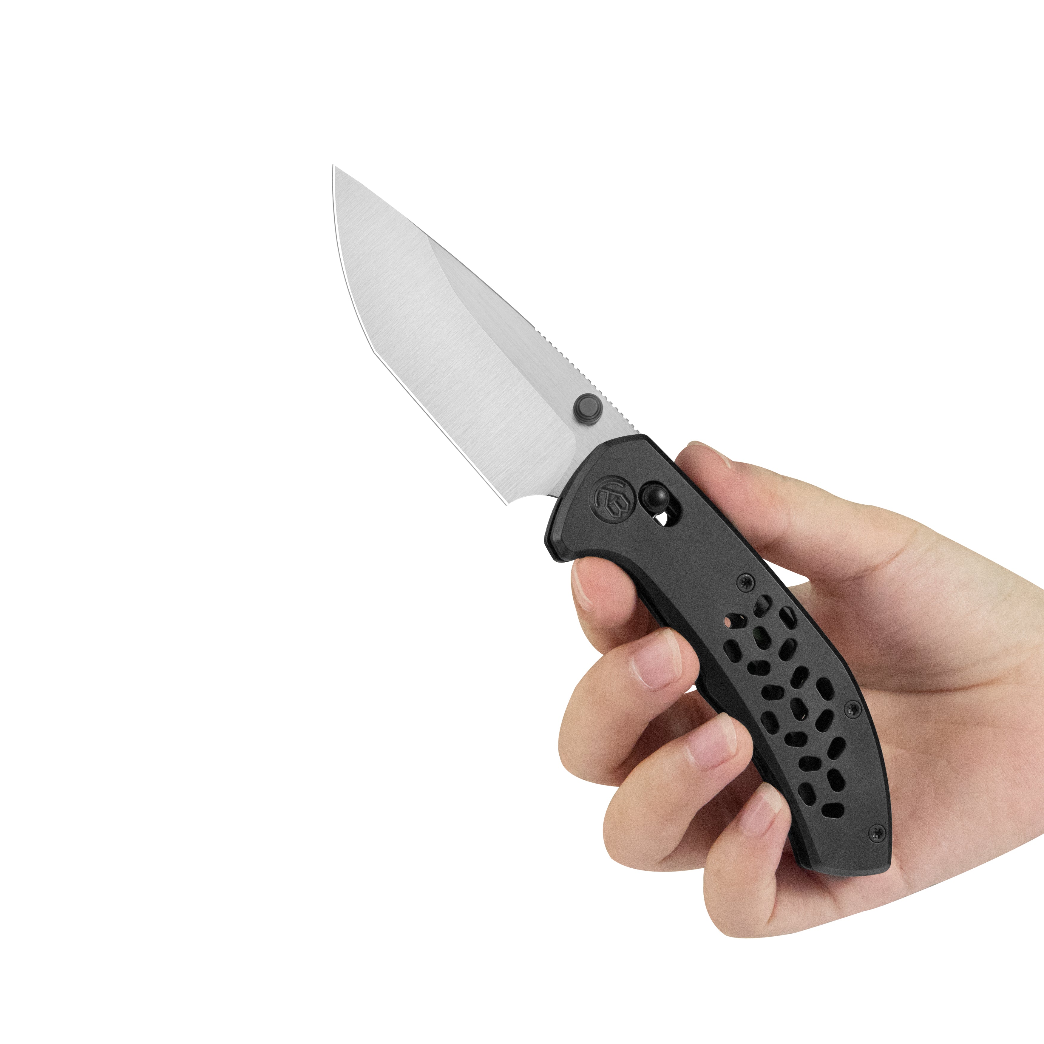 KB Trillium Folding Knife DLC Titanium Handle 3.11'' Belt Satin M390 Blade KB326C