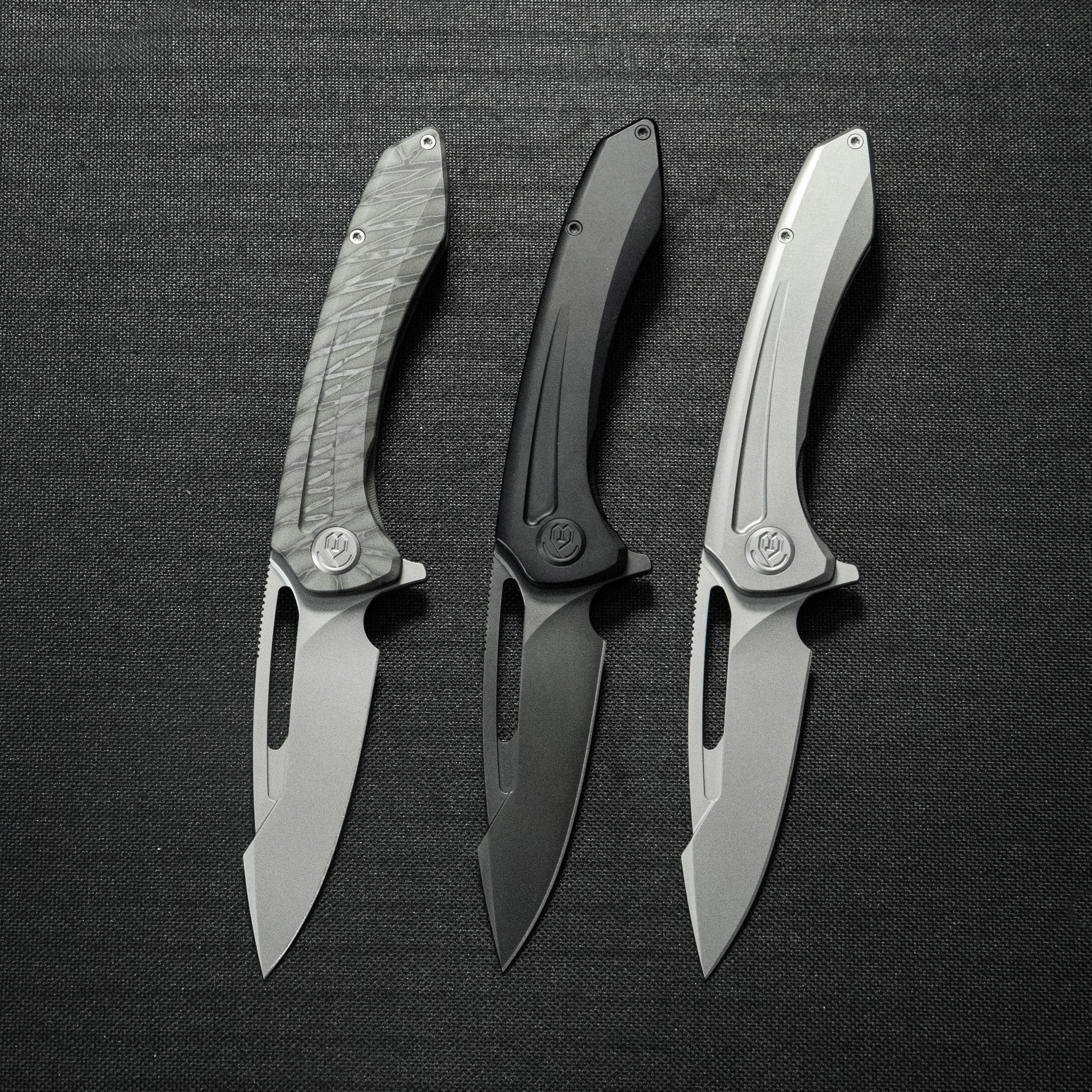 KB Merced Pocket Folding Knife Flame Ano Titanium Handle 3.46'' Beadbl