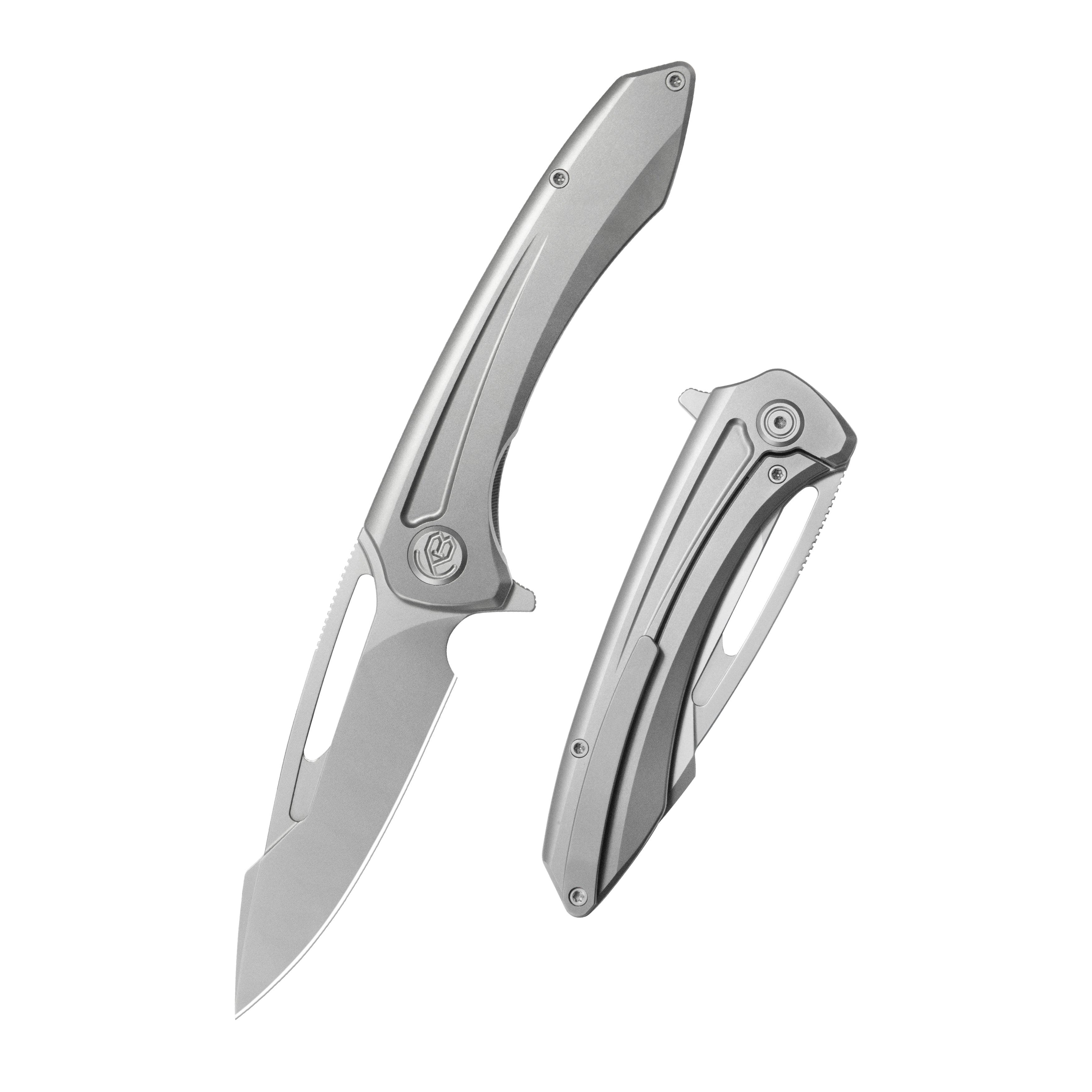 KB Merced Pocket Folding Knife Gray Titanium Handle 3.46'' Beadblast M390 KB352A