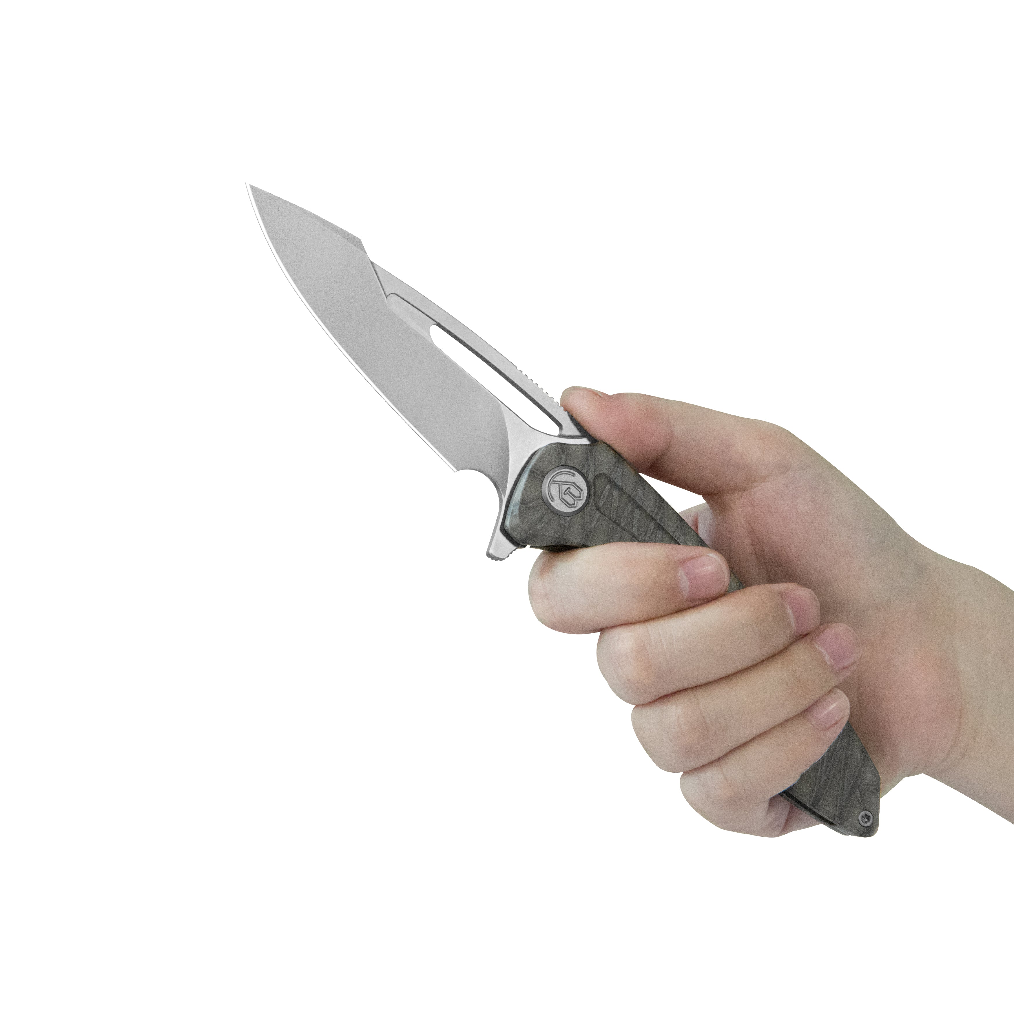 KB Merced Pocket Folding Knife Flame Ano Titanium Handle 3.46'' Beadbl
