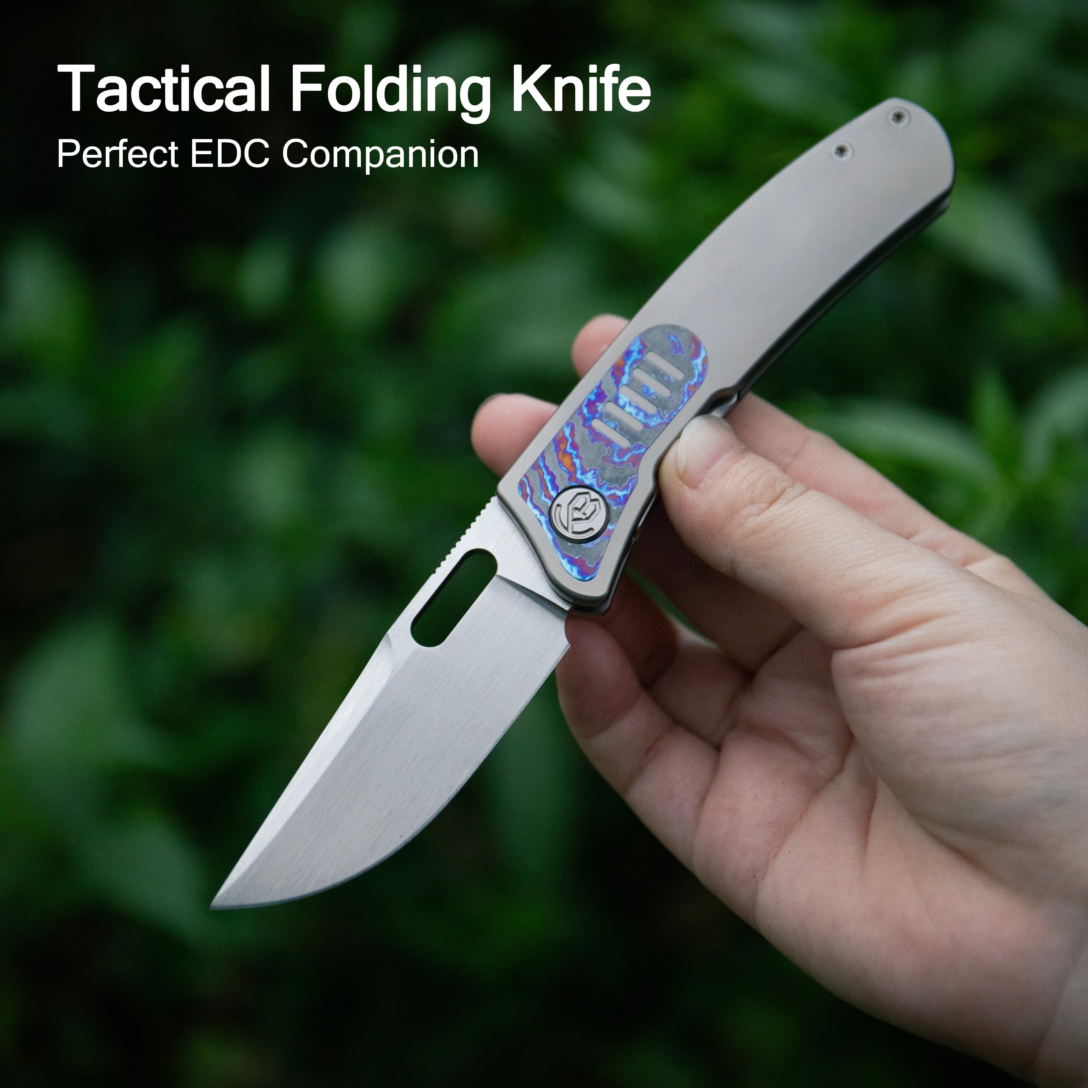 KB Common Thread Folding Knife Sandblasting Titanium/CF inlays Handle