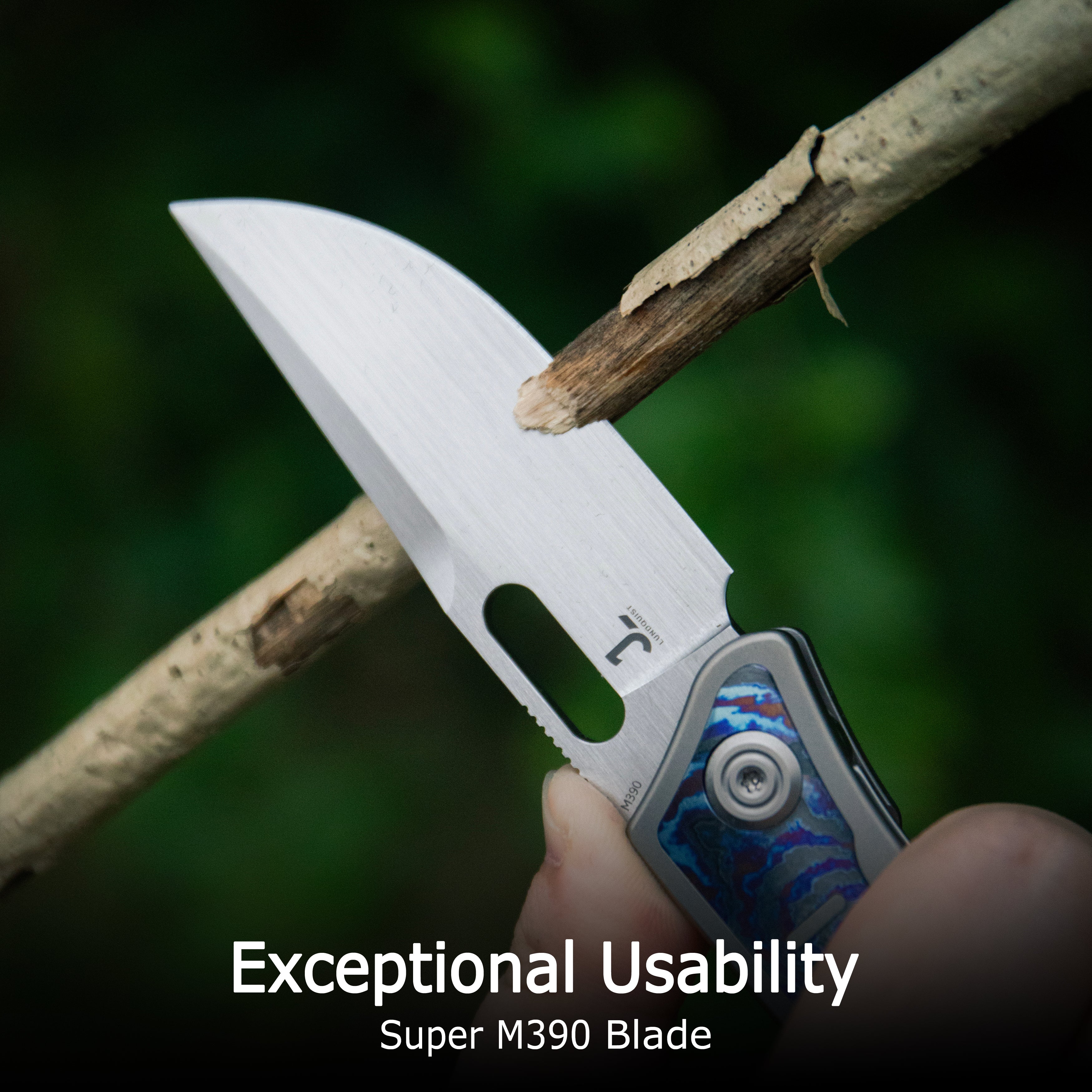 KB Common Thread Folding Knife Sandblasting Titanium/G10 inlays Handle 3.35'' Silver Bead Blasting M390 Blade KB377A