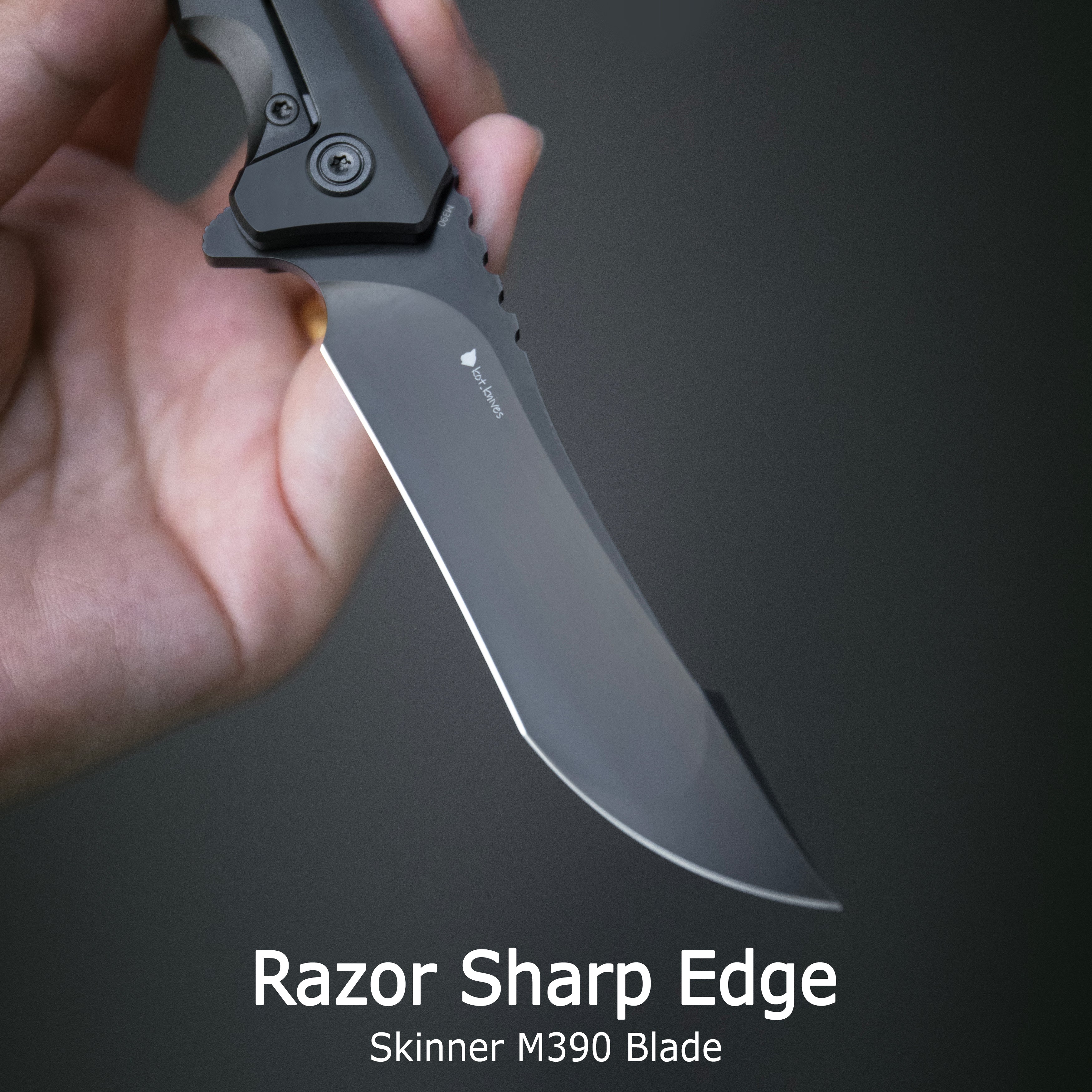 KB Cyrus Folding Knife Flame Ano Titanium Handle 3.46'' Beadblast M390
