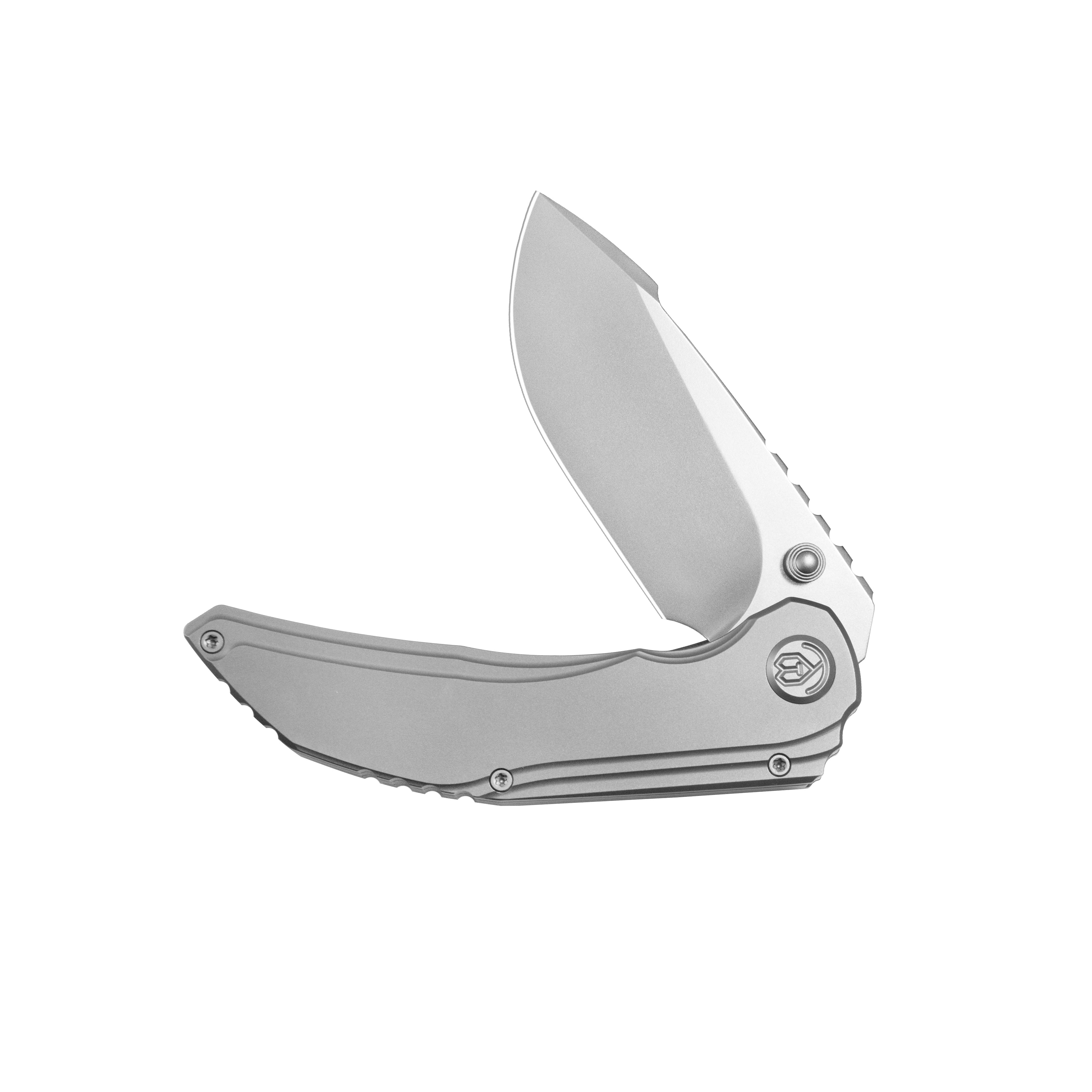 KB Snorri Pocket Folding Knife Sandblast Titanium Handle 3.54'' Silver Bead Blasting M390 Blade KB388A
